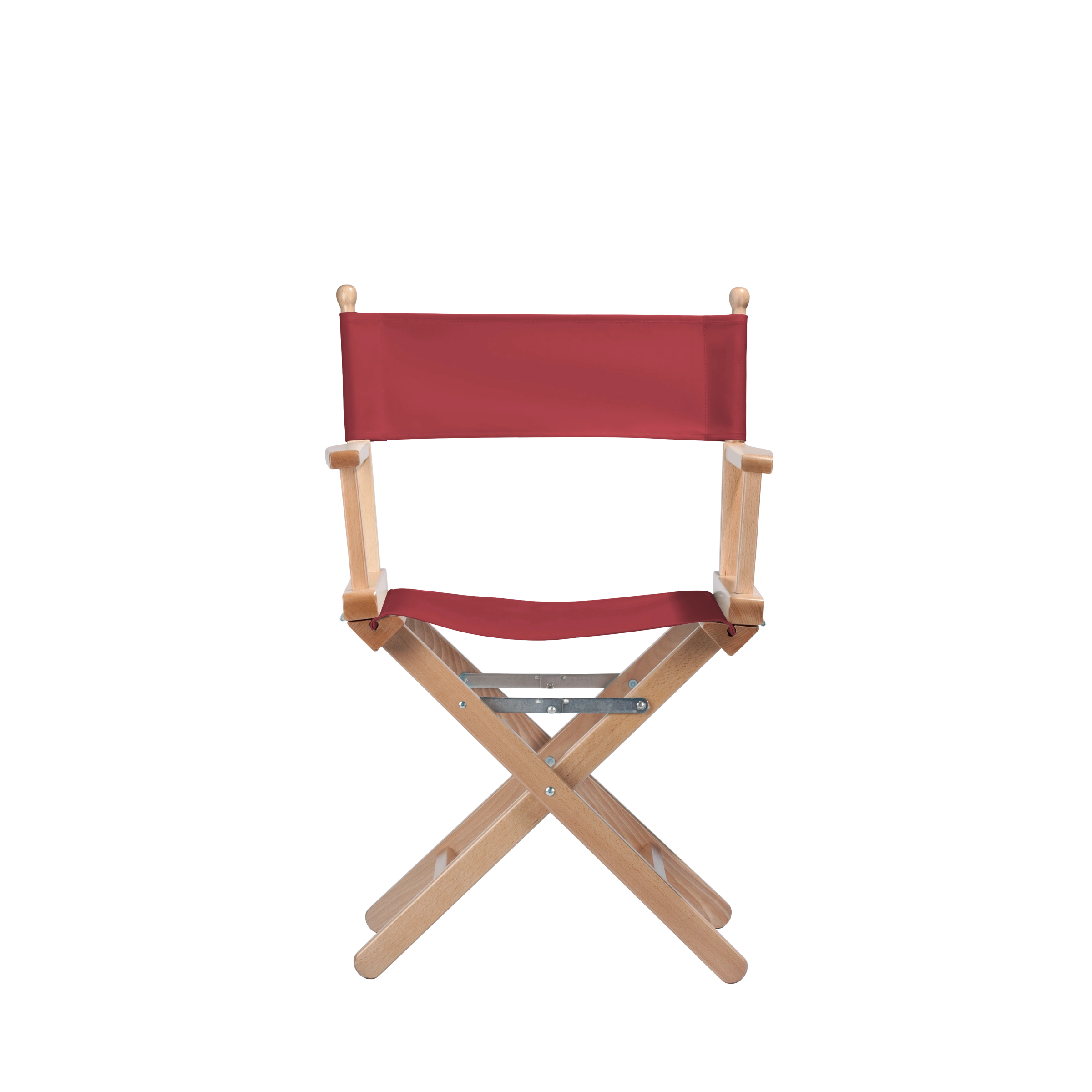 Regiestuhl Alfred aus naturfarbenem Buchenholz mit rotem Bezug, Frontalansicht
#Classic | Set (Farbe)_rot