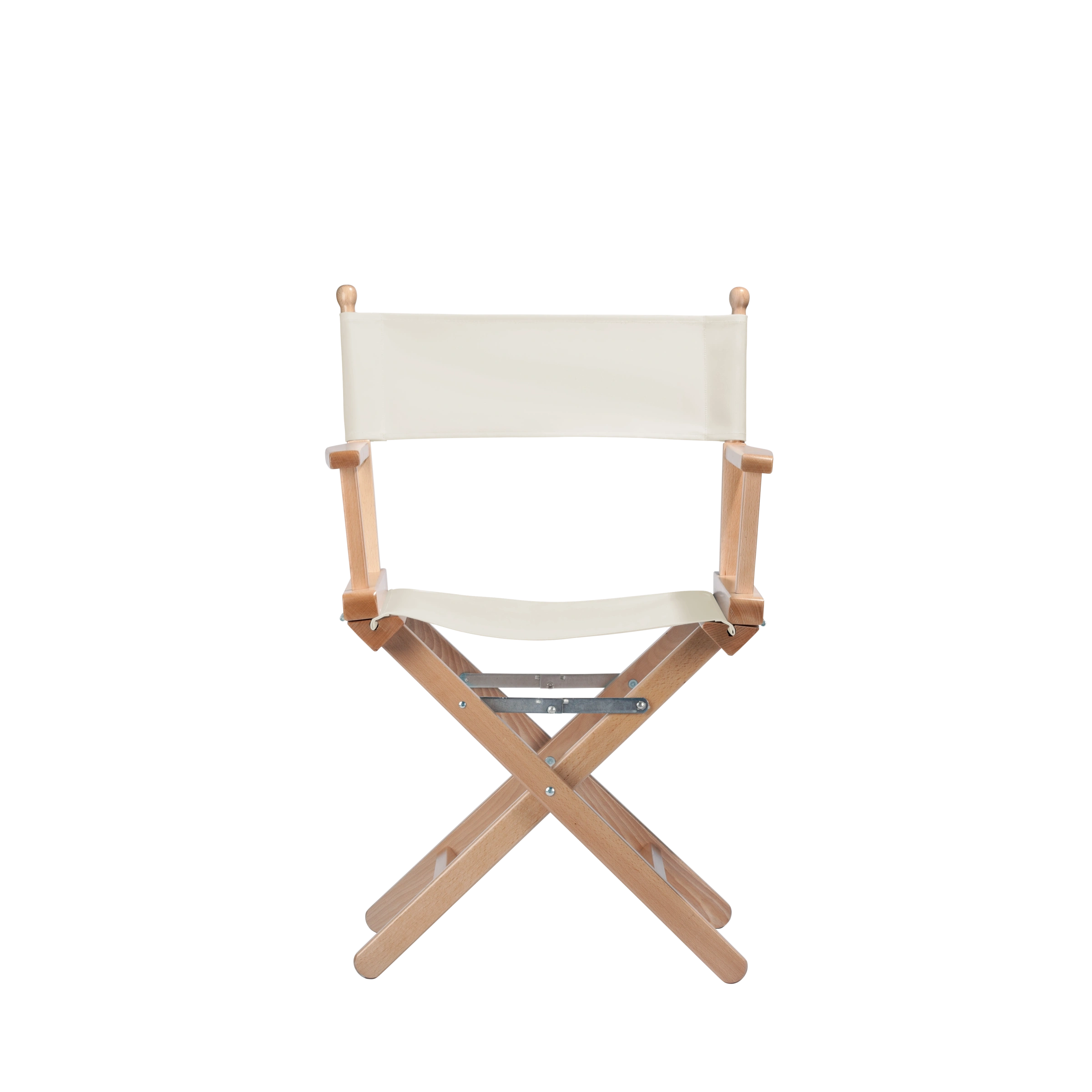 Regiestuhl Alfred aus naturfarbenem Buchenholz mit weißem Bezug, Frontalansicht
#Classic | Set (Farbe)_weiß