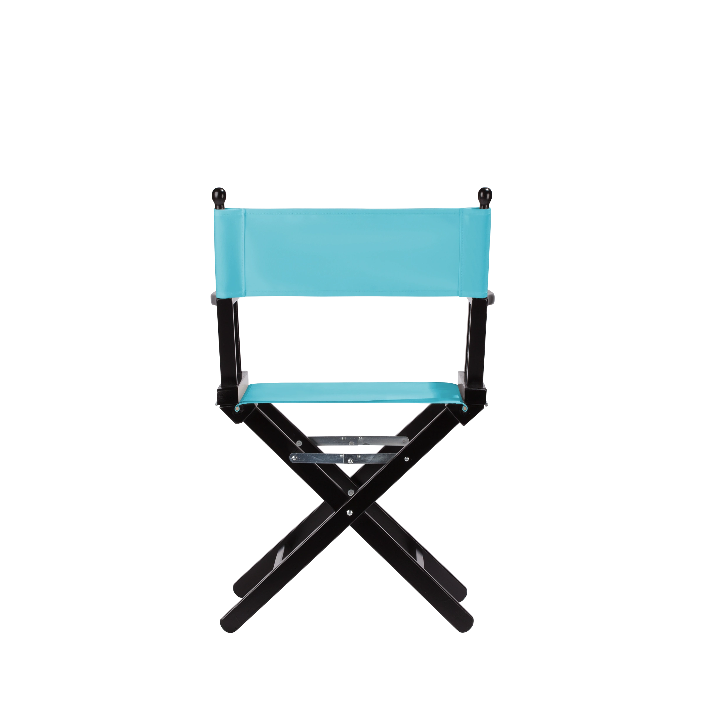 Regiestuhl Alfred aus schwarzem Buchenholz mit hellblauem Bezug, Rückansicht
#Classic | Set (Farbe)_hellblau