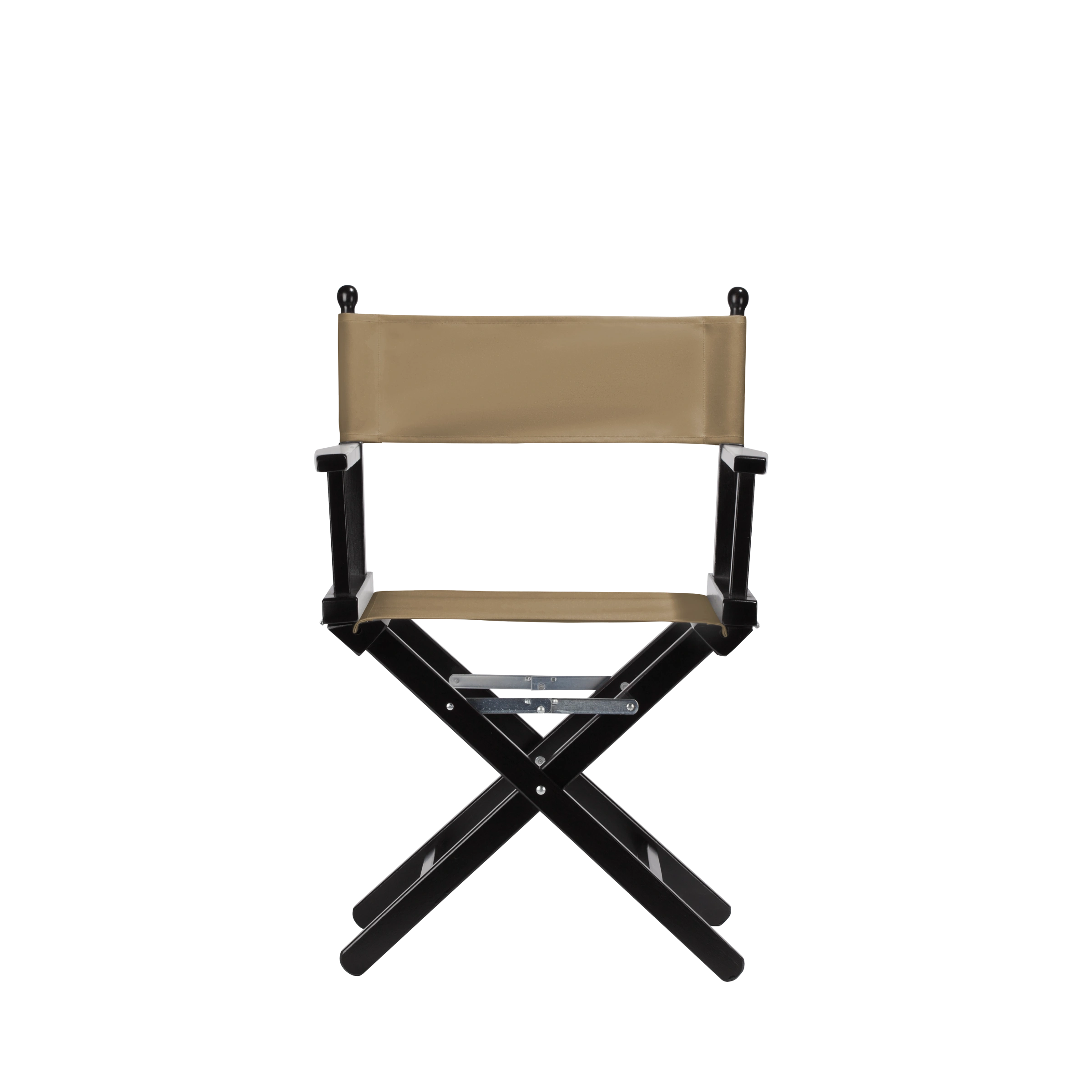 Regiestuhl Alfred aus schwarzem Buchenholz mit Bezug in grau-beige, Frontalansicht
#Classic | Set (Farbe)_grau-beige