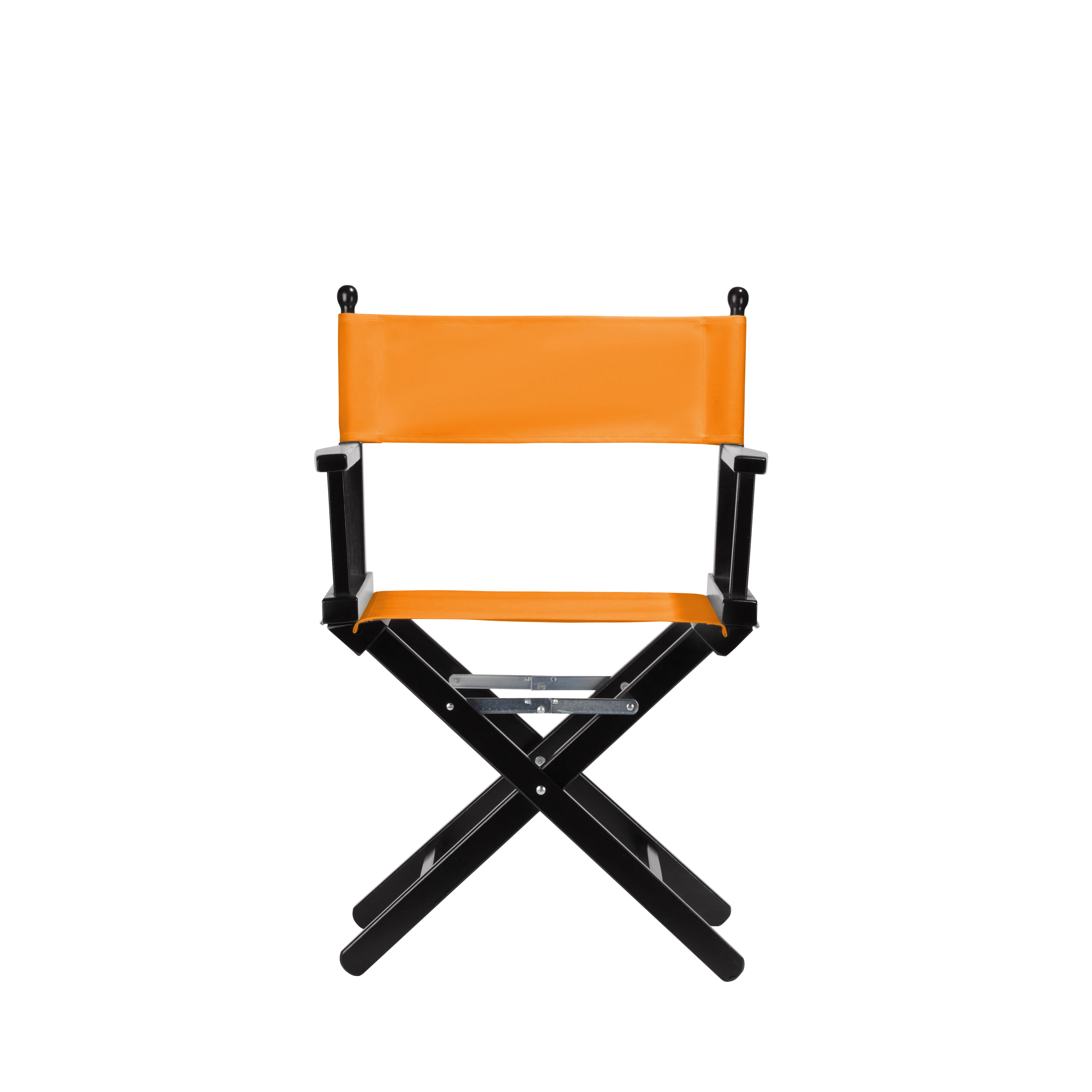 Regiestuhl Alfred aus schwarzem Buchenholz mit Bezug in mandarine, Frontalansicht
#Classic | Set (Farbe)_mandarine