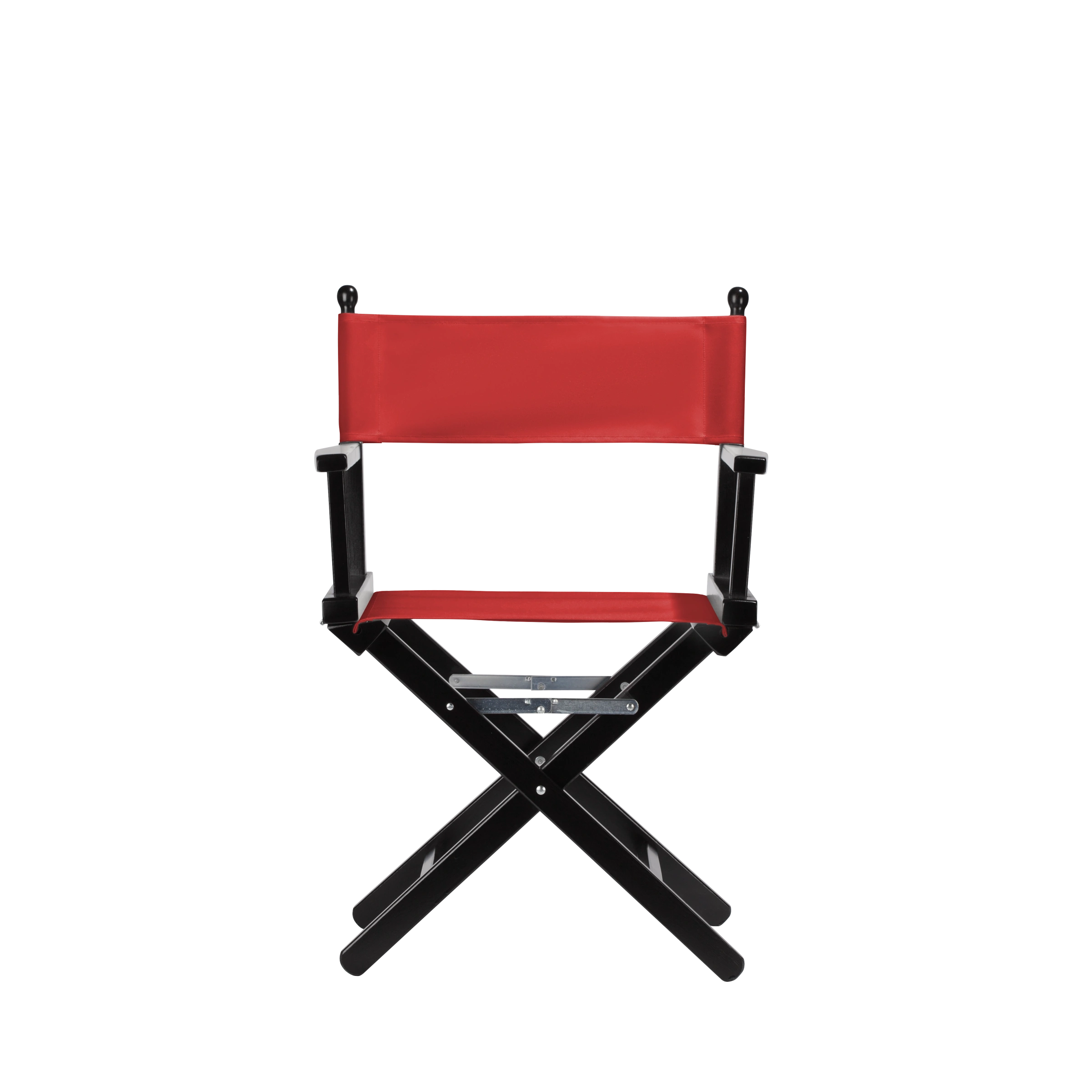 Regiestuhl Alfred aus schwarzem Buchenholz mit Bezug in rivarot, Frontalansicht
#Classic | Set (Farbe)_rivarot