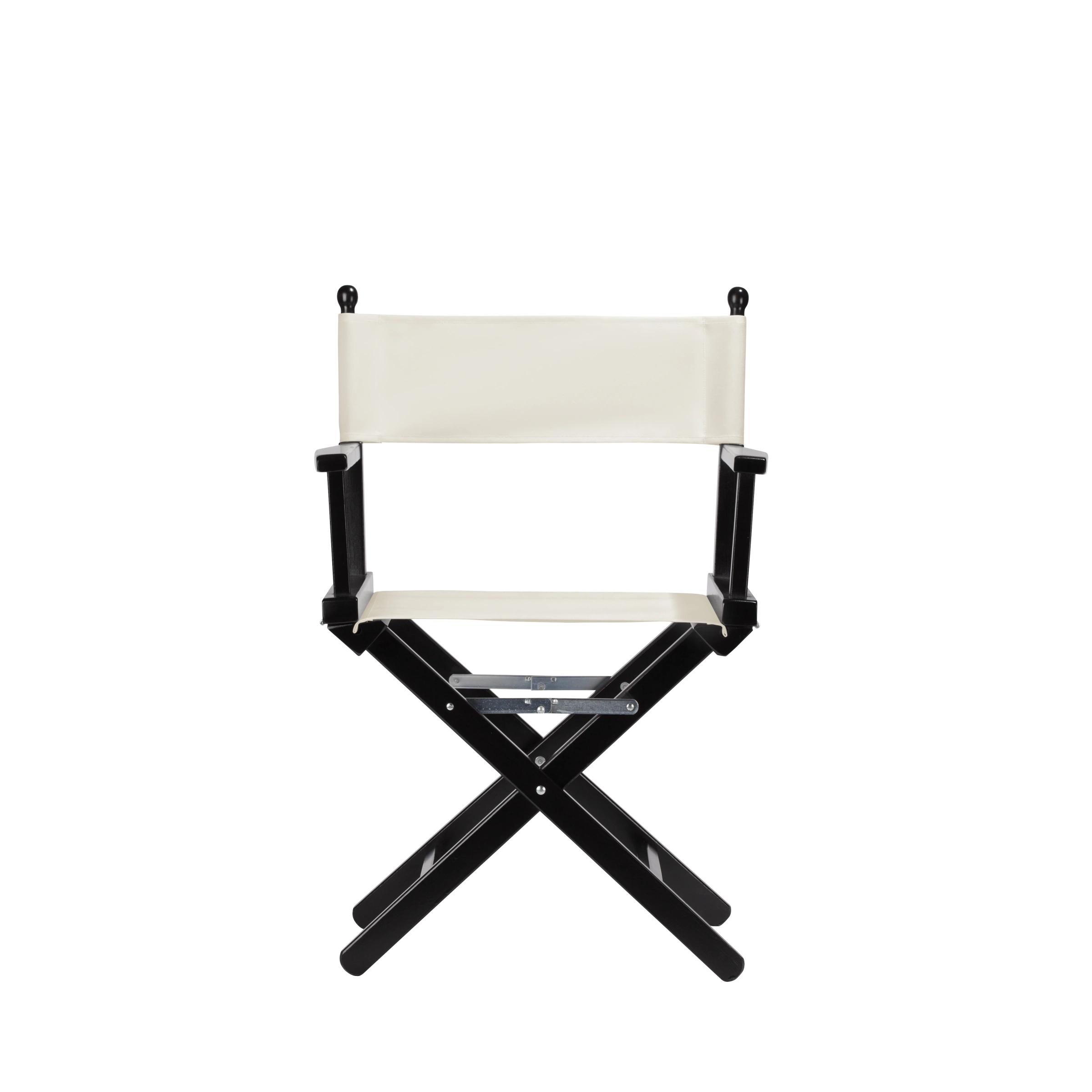 Regiestuhl Alfred aus schwarzem Buchenholz mit weißem Bezug, Frontalansicht
#Classic | Set (Farbe)_weiß