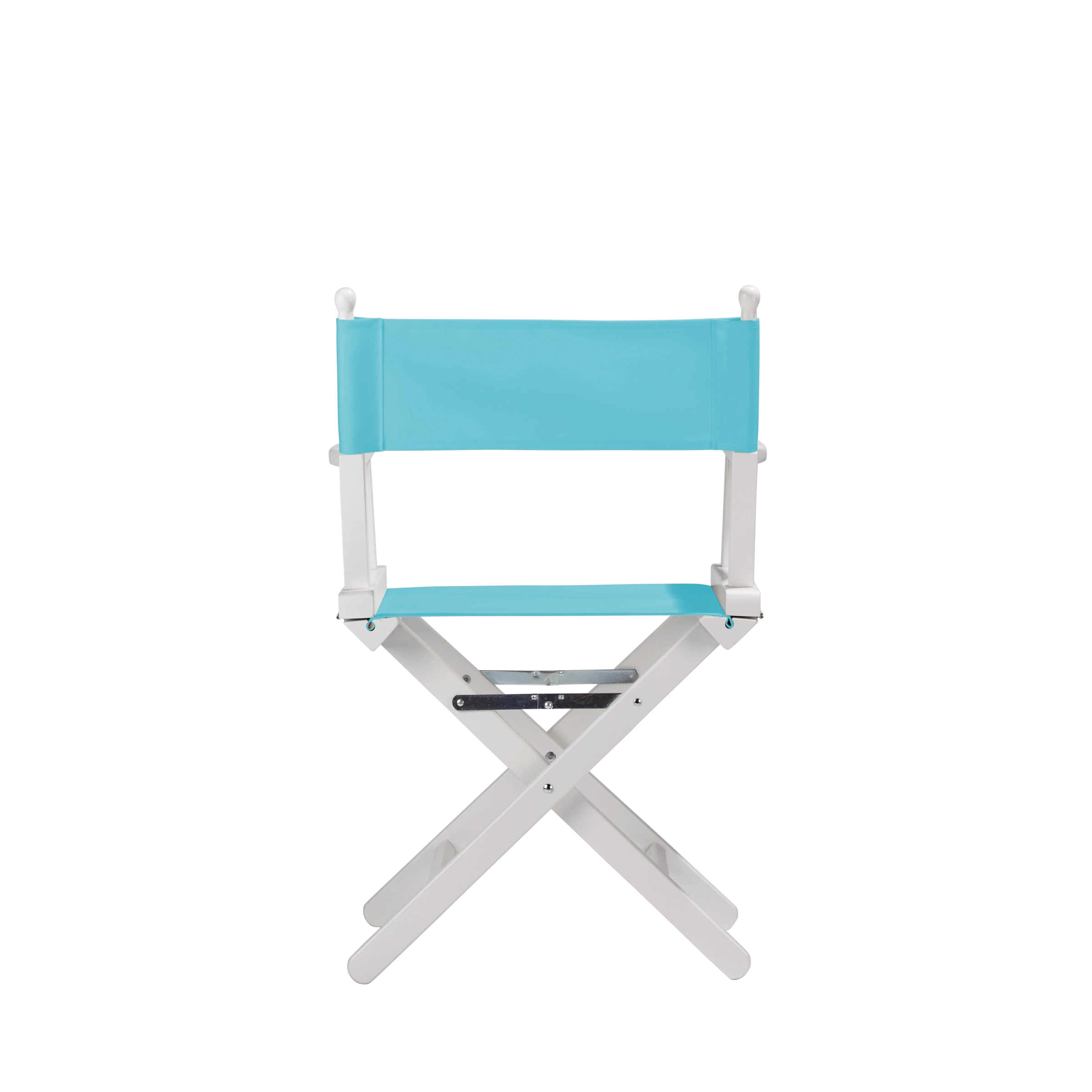 Regiestuhl Alfred aus weißem Buchenholz mit hellblauem Bezug, Rückansicht
#Classic | Set (Farbe)_hellblau