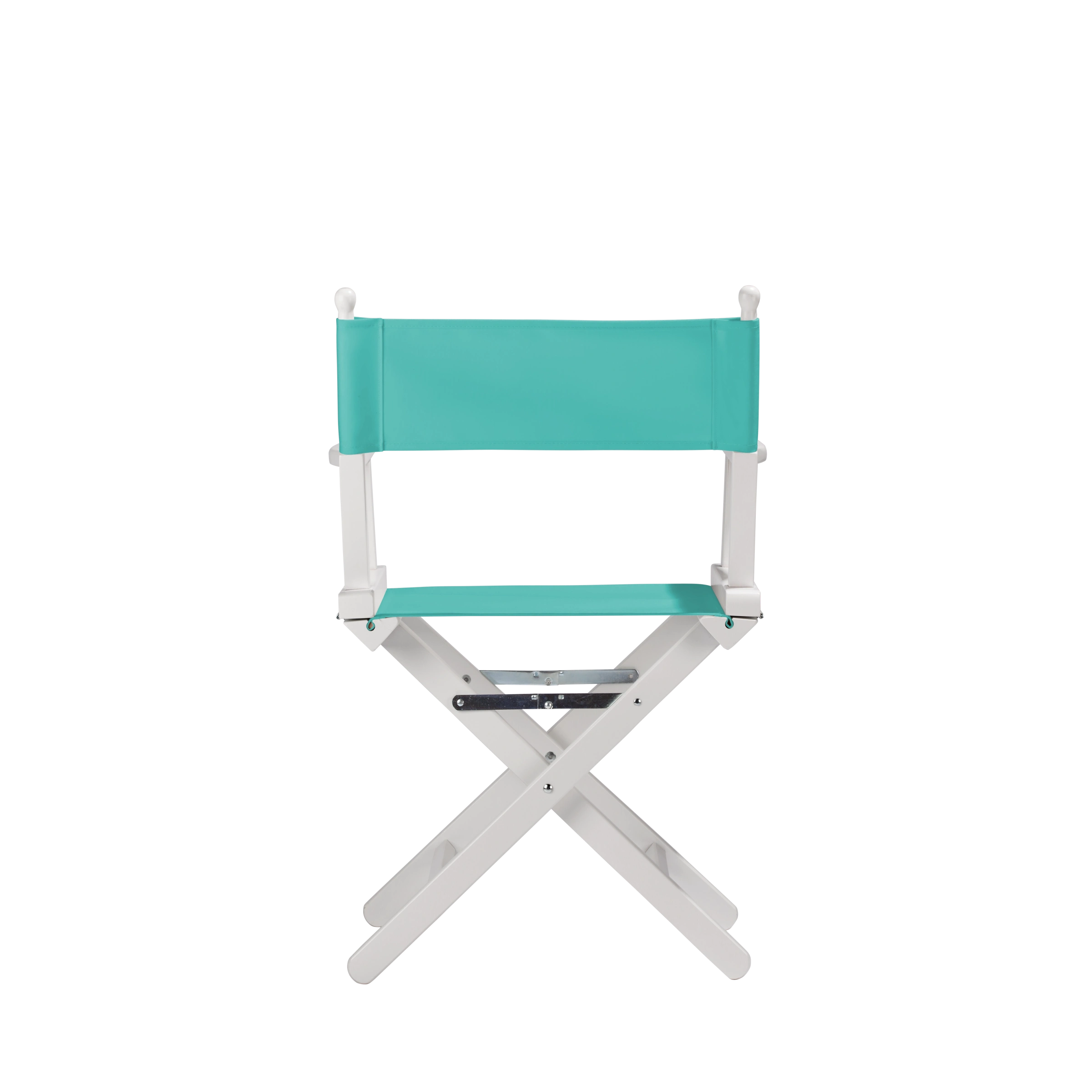 Regiestuhl Alfred aus weißem Buchenholz mit türkisem Bezug, Rückansicht
#Classic | Set (Farbe)_türkis