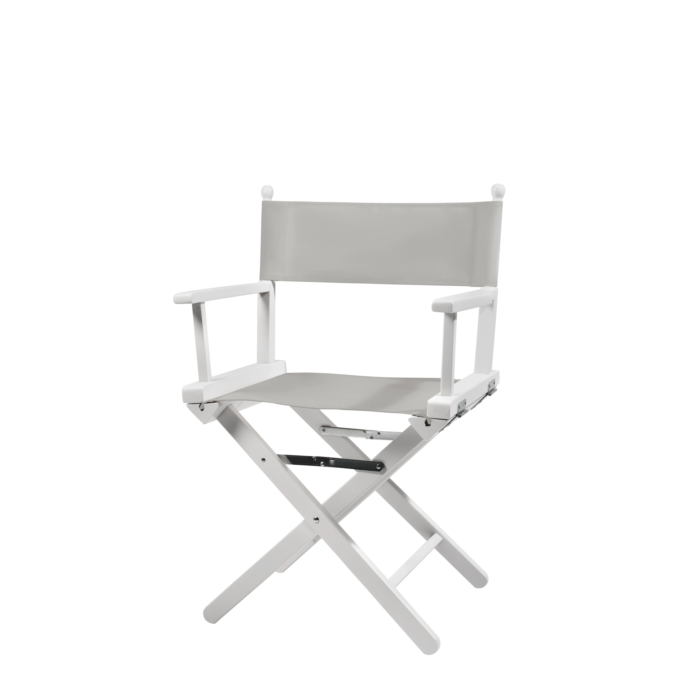 Regiestuhl Alfred aus weißem Buchenholz mit hellgrauem Bezug, Seitenansicht
#Classic | Set (Farbe)_hellgrau