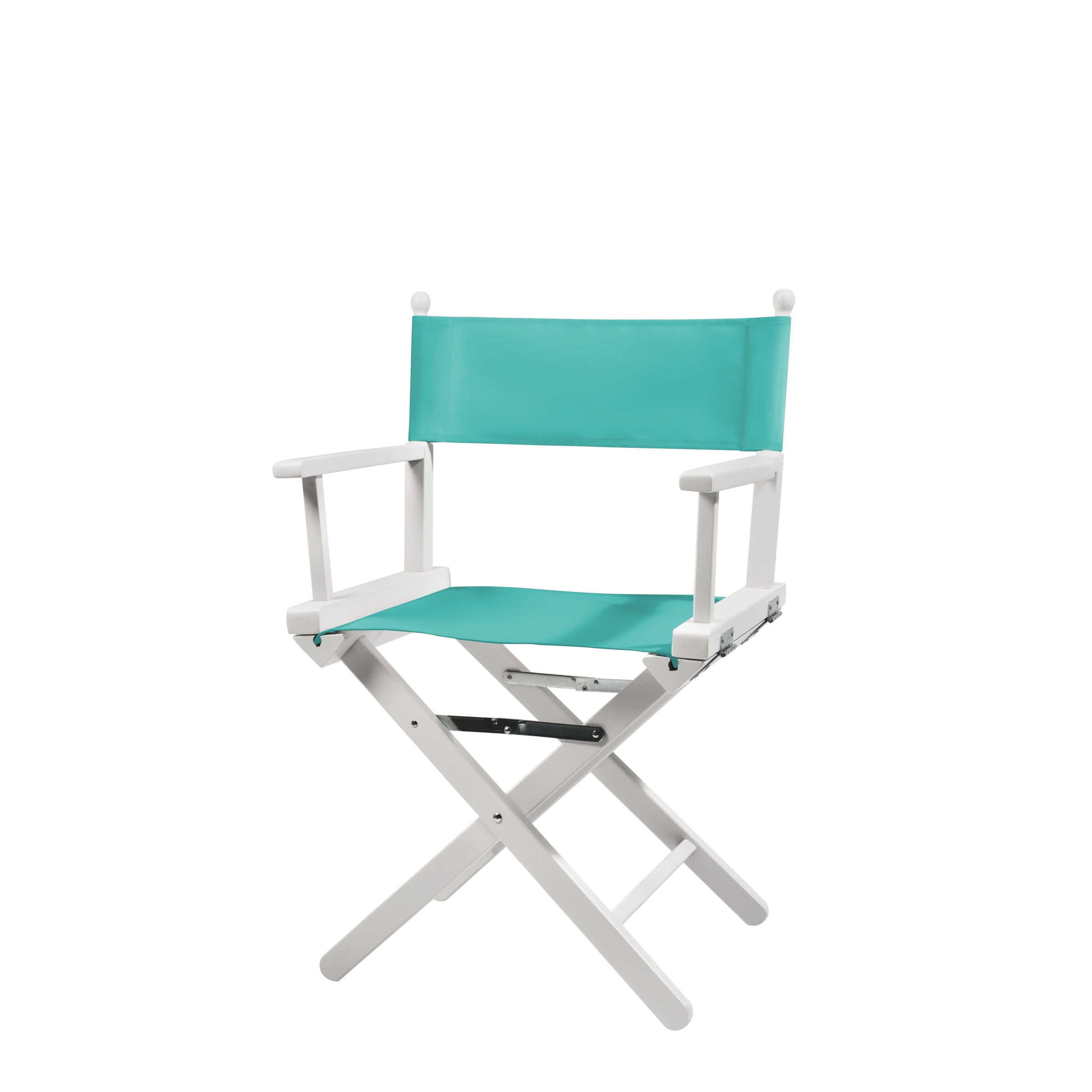 Regiestuhl Alfred aus weißem Buchenholz mit türkisem Bezug, Seitenansicht
#Classic | Set (Farbe)_türkis