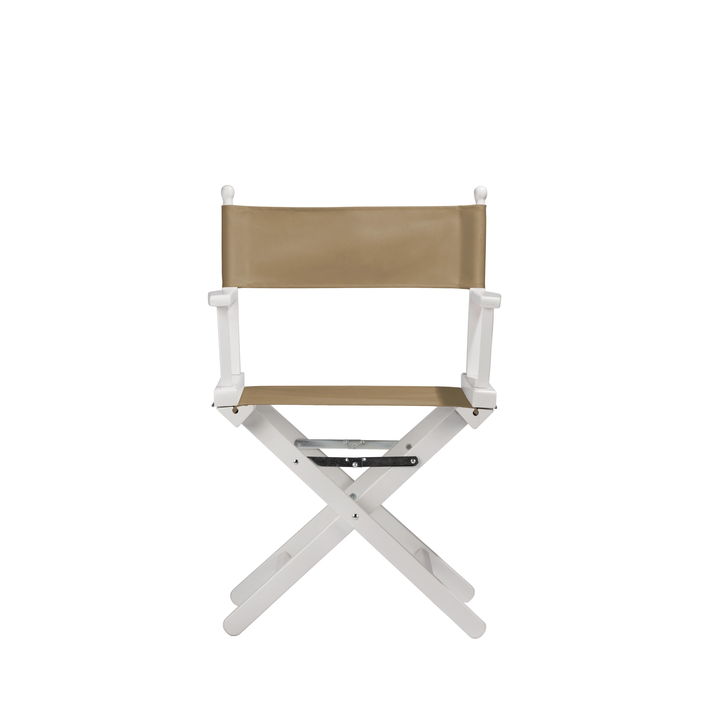 Regiestuhl Alfred aus weißem Buchenholz mit Bezug in grau-beige, Frontalansicht
#Classic | Set (Farbe)_grau-beige