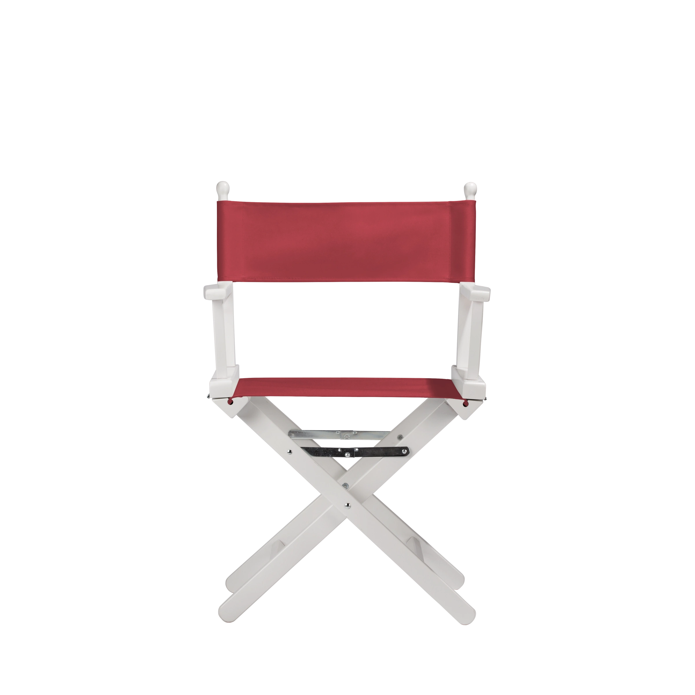 Regiestuhl Alfred aus weißem Buchenholz mit rotem Bezug, Frontalansicht
#Classic | Set (Farbe)_rot