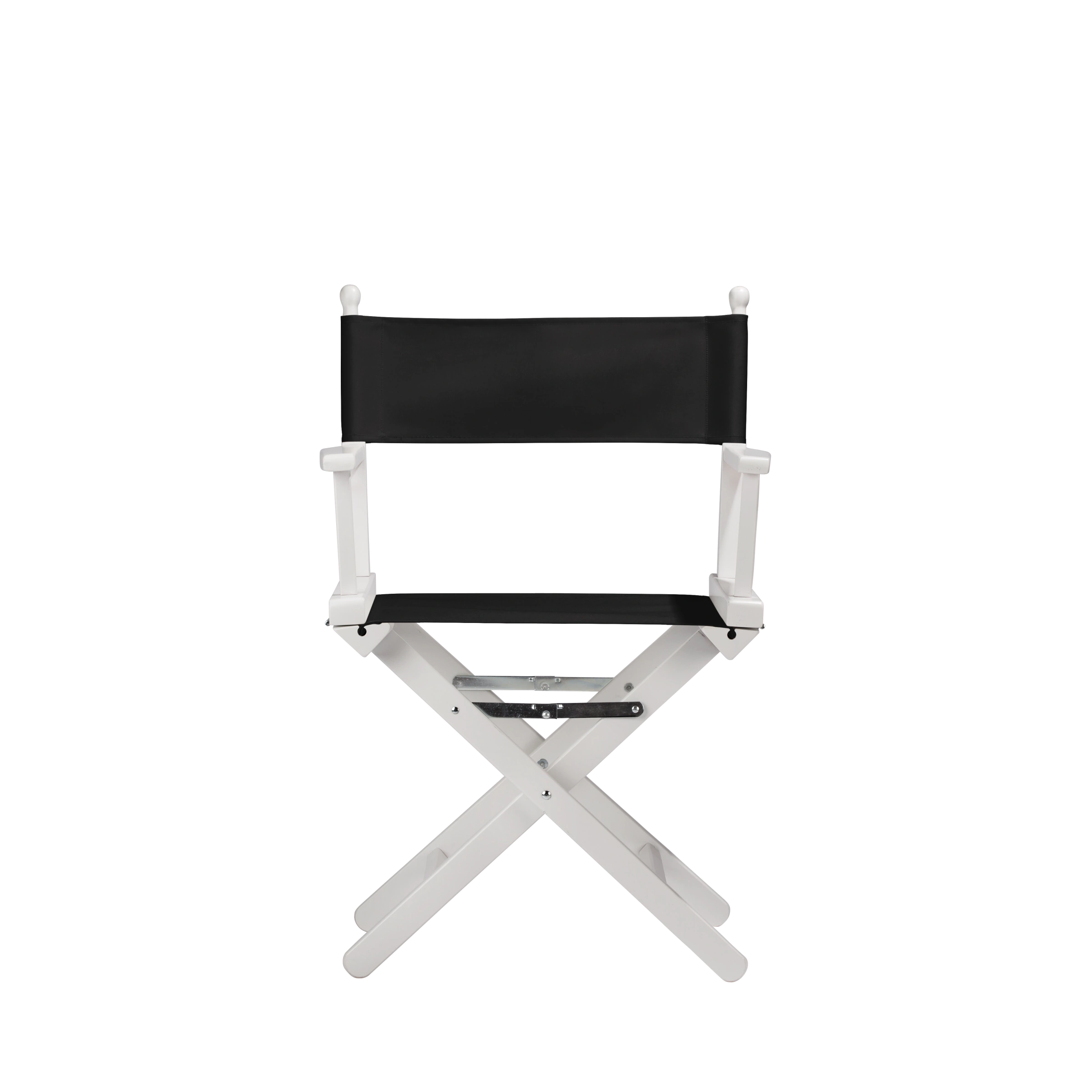 Regiestuhl Alfred aus weißem Buchenholz mit schwarzem Bezug, Frontalansicht
#Classic | Set (Farbe)_schwarz