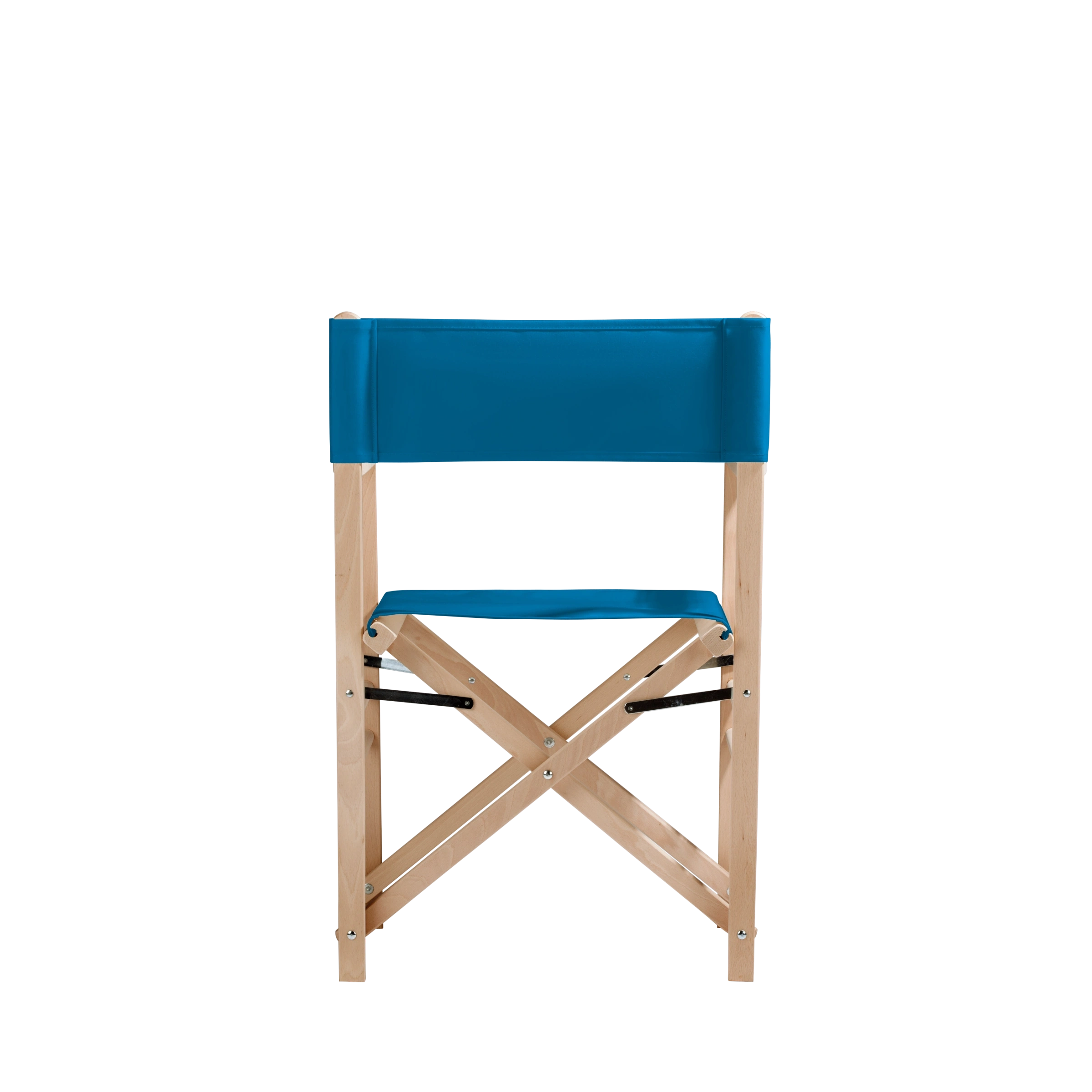 Regiestuhl Billy aus naturbelassenem Buchenholz mit blauem Bezug, Rückansicht
#Classic | Set (Farbe)_blau