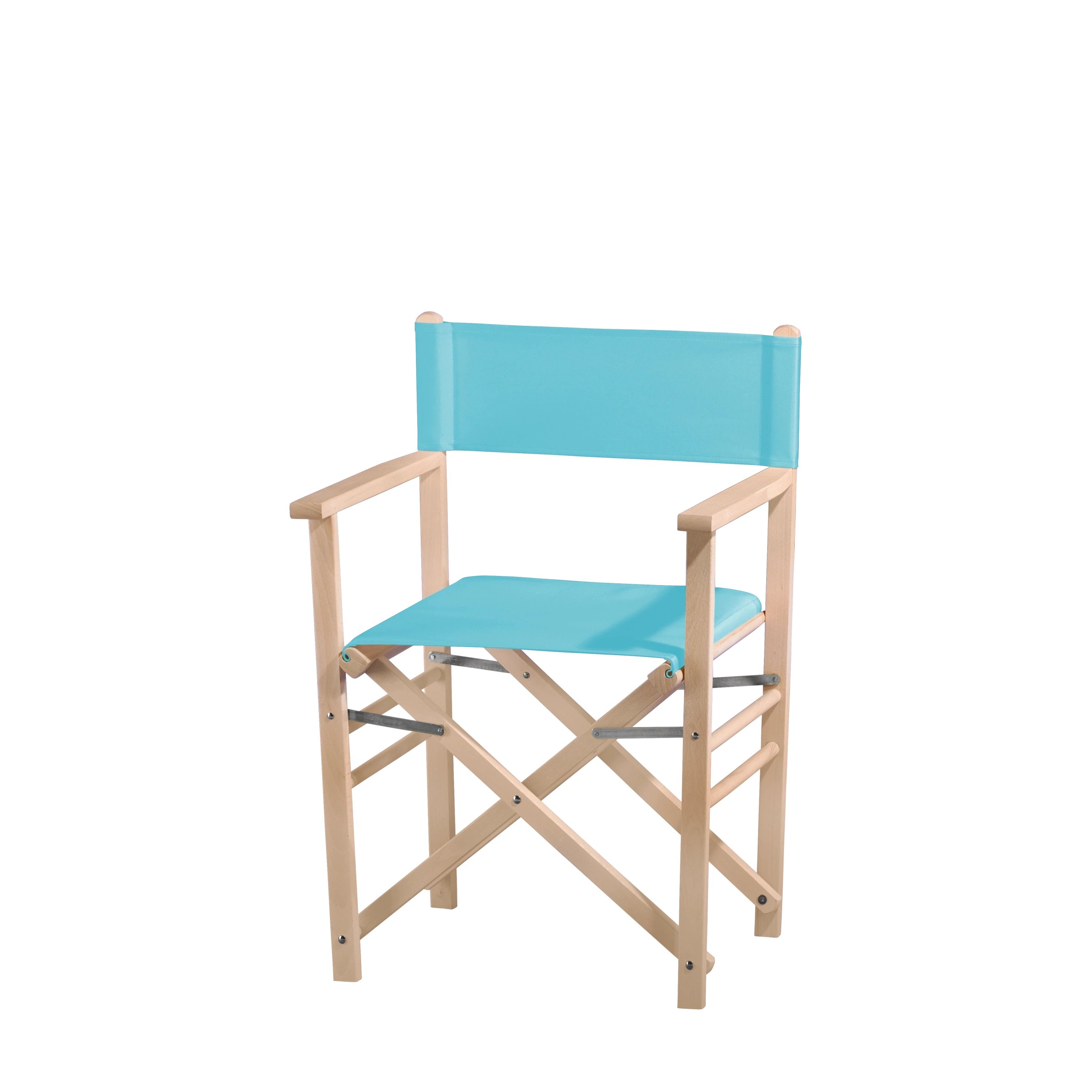 Regiestuhl Billy aus naturbelassenem Buchenholz mit hellblauem Bezug, Seitenansicht
#Classic | Set (Farbe)_hellblau