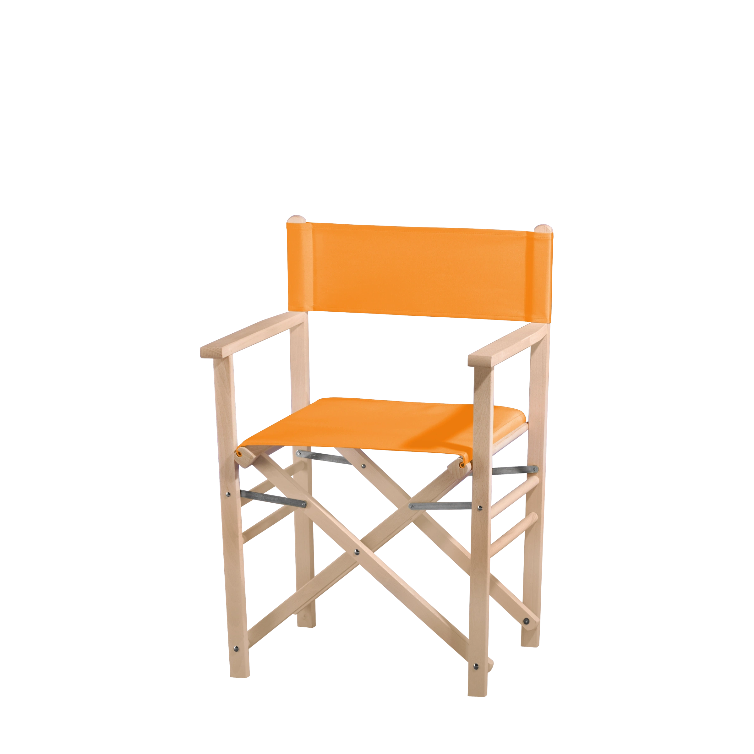 Regiestuhl Billy aus naturbelassenem Buchenholz mit Bezug in mandarine, Seitenansicht
#Classic | Set (Farbe)_mandarine