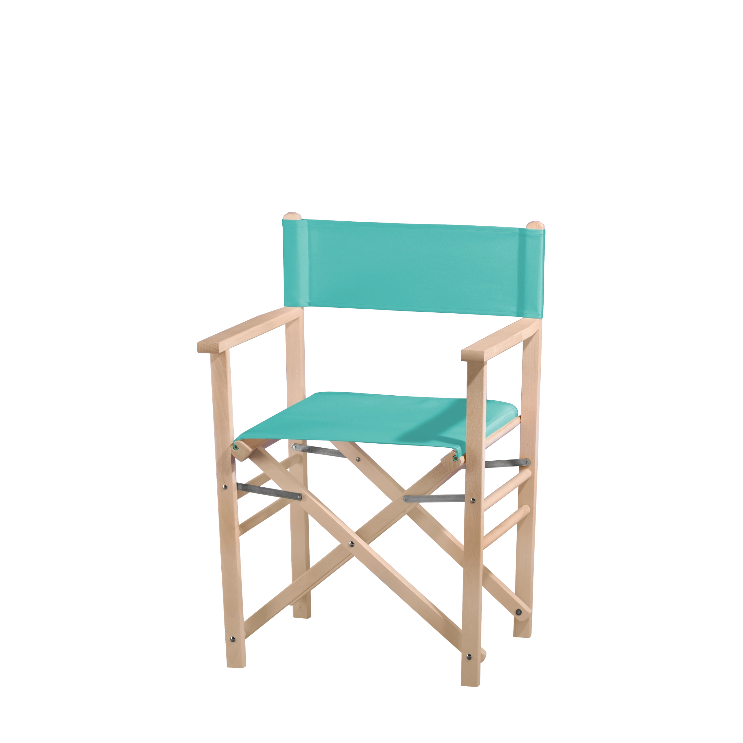 Regiestuhl Billy aus naturbelassenem Buchenholz mit türkisem Bezug, Seitenansicht
#Classic | Set (Farbe)_türkis