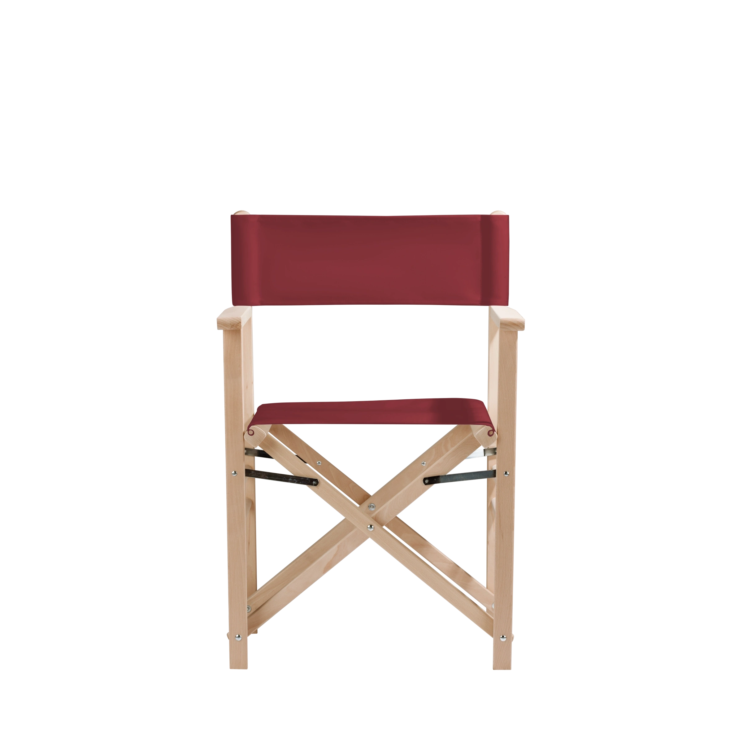 Regiestuhl Billy aus naturbelassenem Buchenholz mit Bezug in bordeaux, Frontalansicht
#Classic | Set (Farbe)_bordeaux