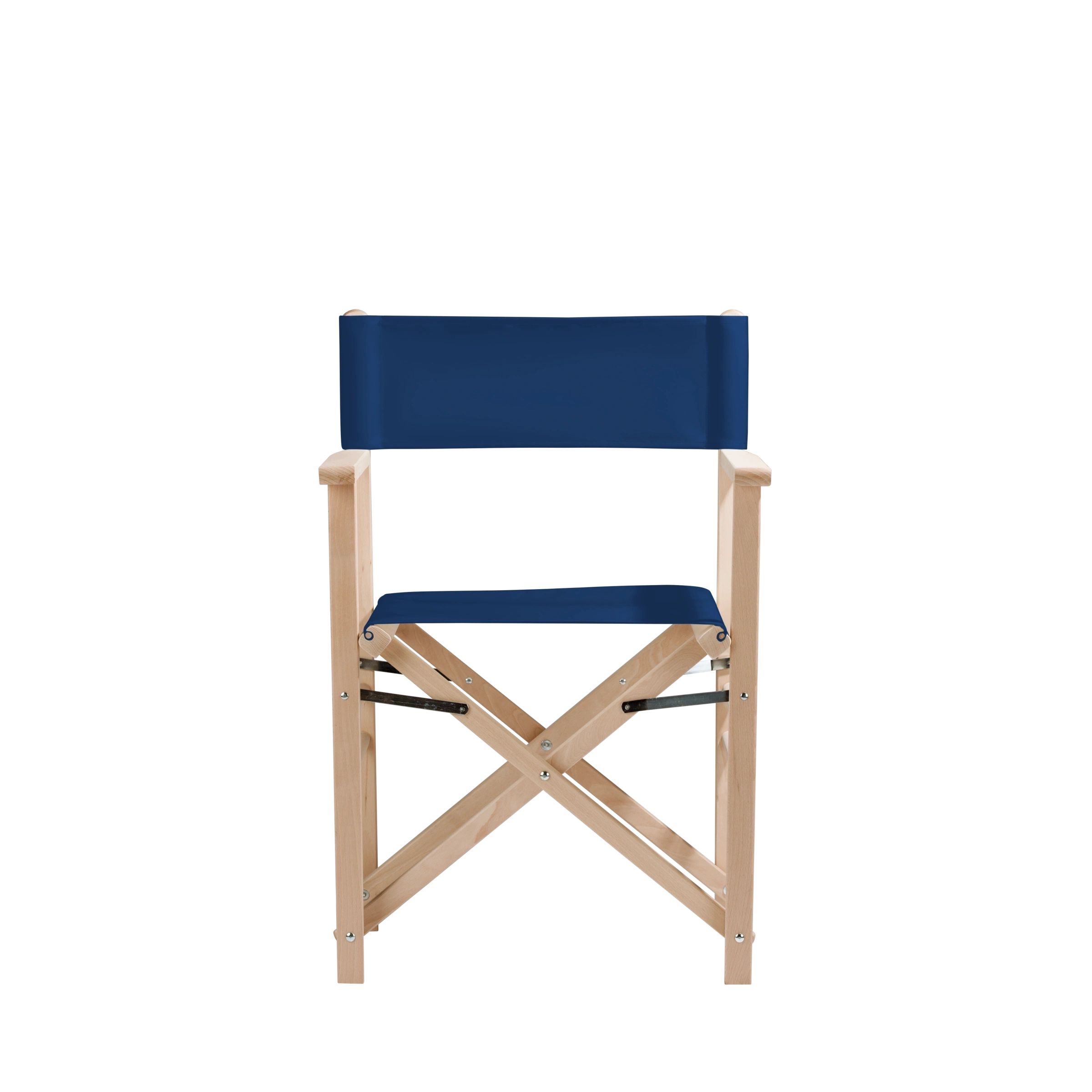 Regiestuhl Billy aus naturbelassenem Buchenholz mit Bezug in marine, Frontalansicht
#Classic | Set (Farbe)_marine