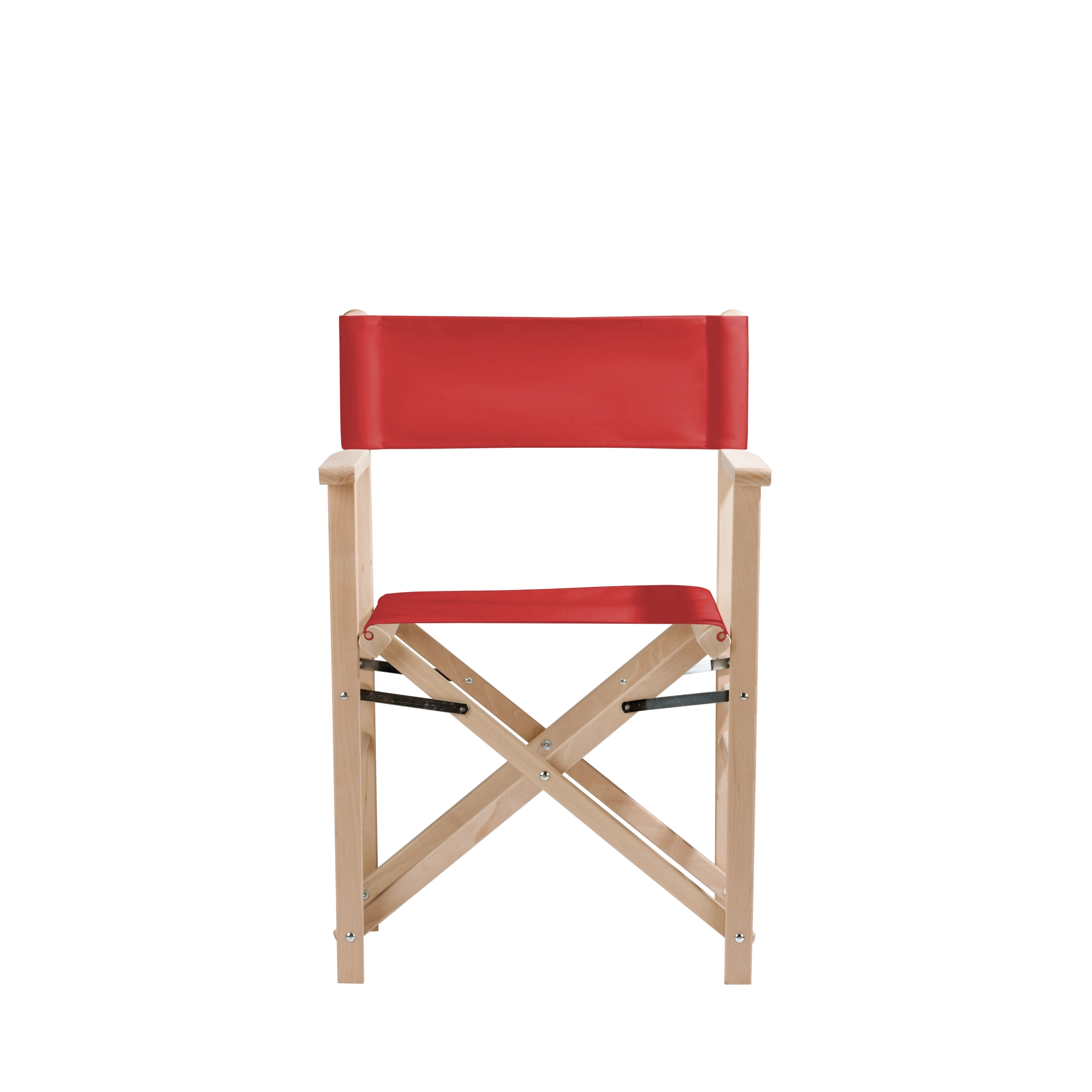 Regiestuhl Billy aus naturbelassenem Buchenholz mit Bezug in rivarot, Frontalansicht
#Classic | Set (Farbe)_rivarot