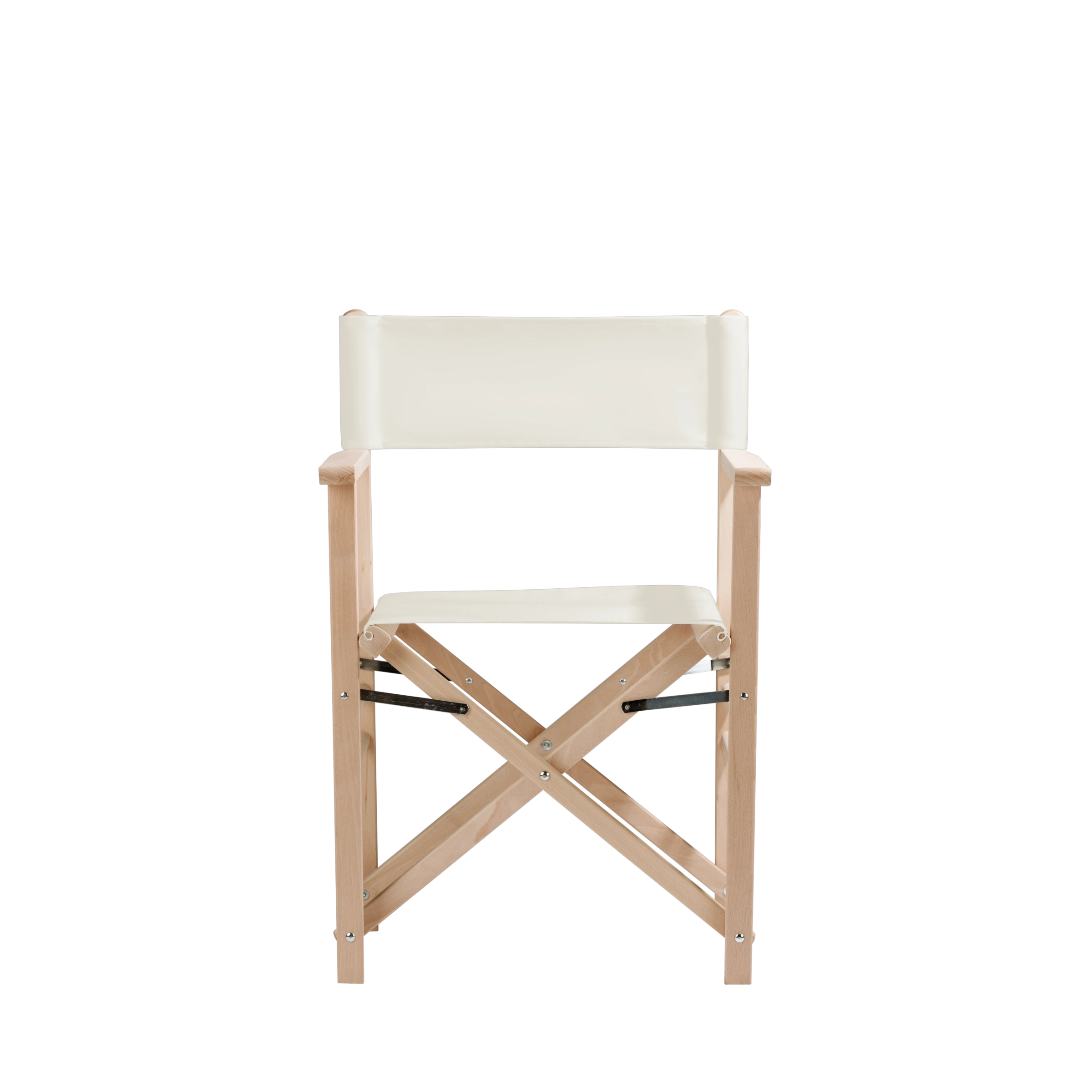 Regiestuhl Billy aus naturbelassenem Buchenholz mit weißem Bezug, Frontalansicht
#Classic | Set (Farbe)_weiß