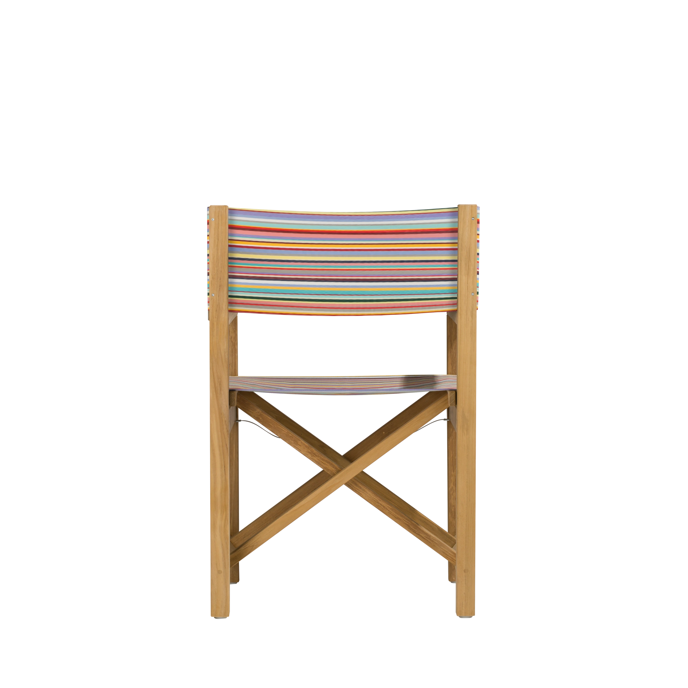 Regiestuhl Cabin aus Teakholz mit Bezug in multicolor mini, Rückansicht
#stofffarbe_Weishäupl Multicolor Mini
