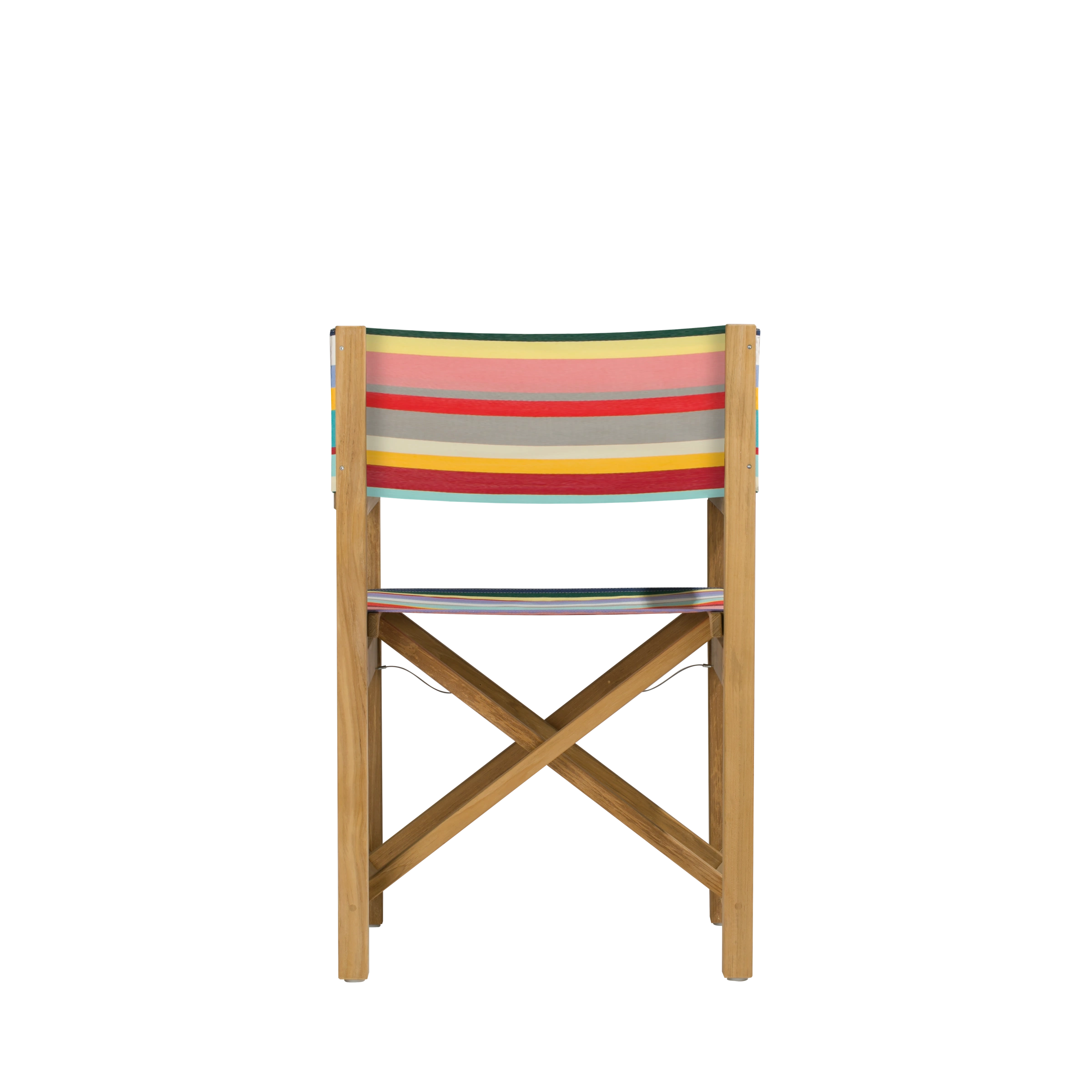 Regiestuhl Cabin aus Teakholz mit Bezug in multicolor, Rückansicht
#stofffarbe_Weishäupl Multicolor