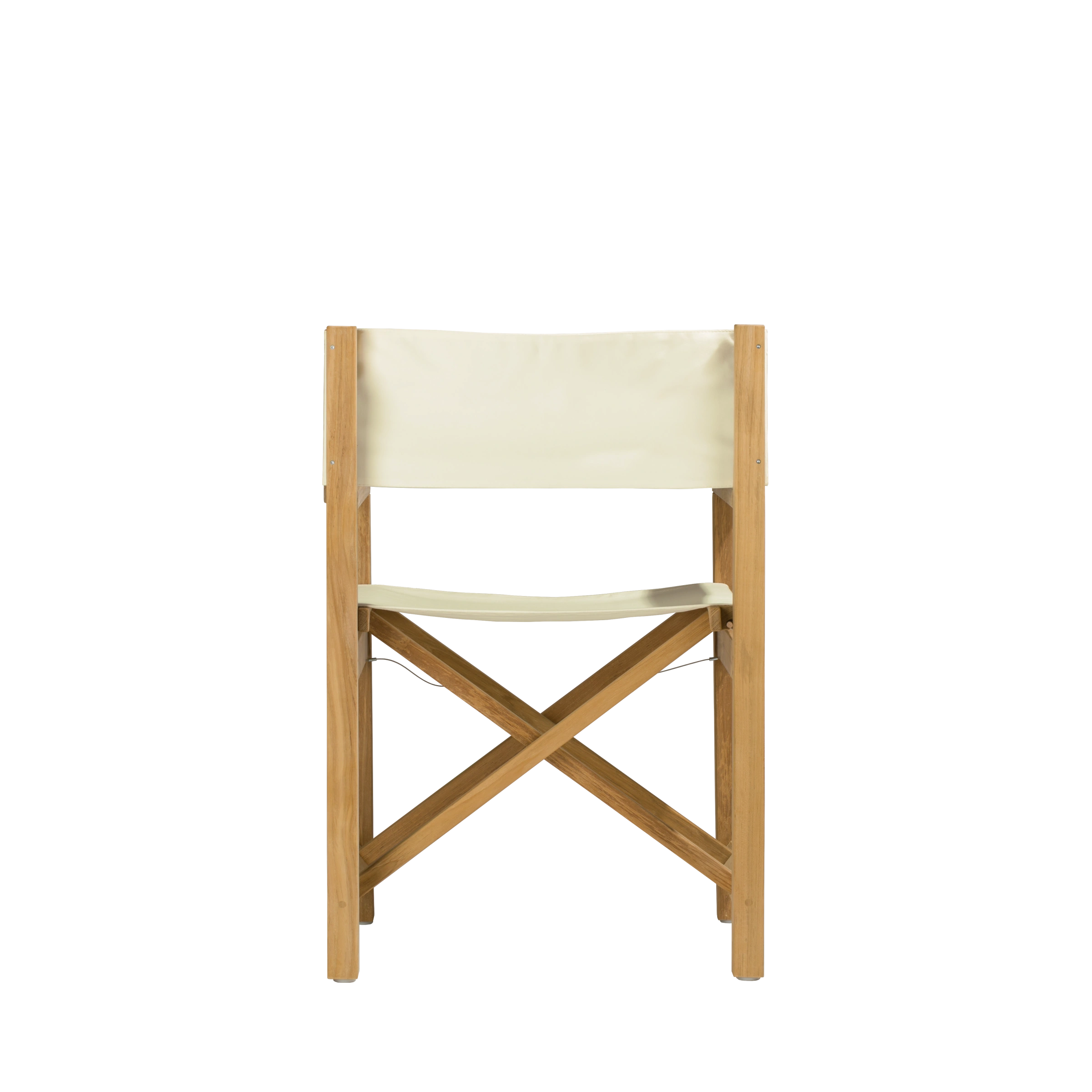 Regiestuhl Cabin aus Teakholz mit Bezug in natur, Rückansicht #stofffarbe_Weishäupl Natur