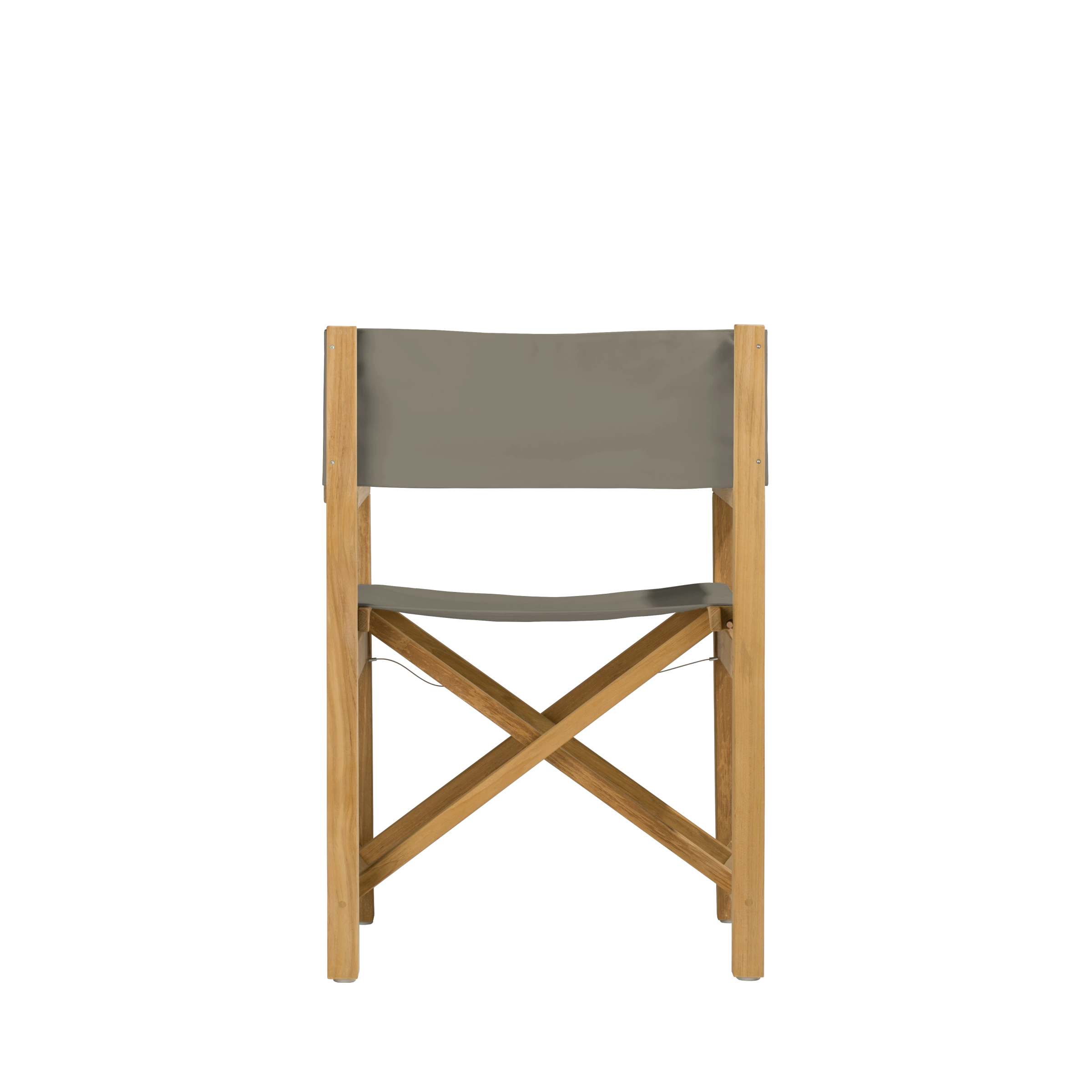 Regiestuhl Cabin aus Teakholz mit Bezug in taupe, Rückansicht #stofffarbe_Weishäupl Taupe