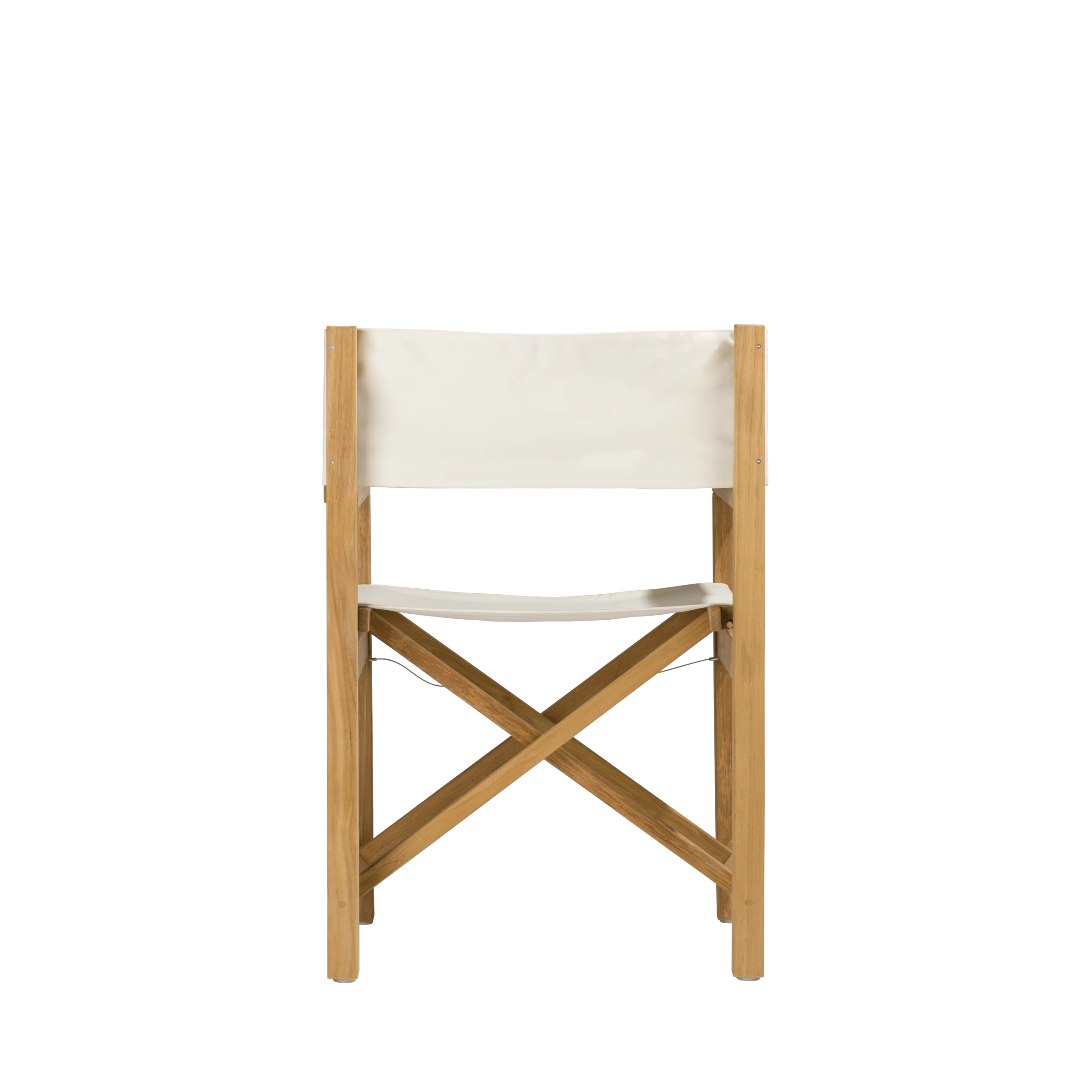 Regiestuhl Cabin aus Teakholz mit weißem Bezug, Rückansicht #stofffarbe_Weishäupl White
