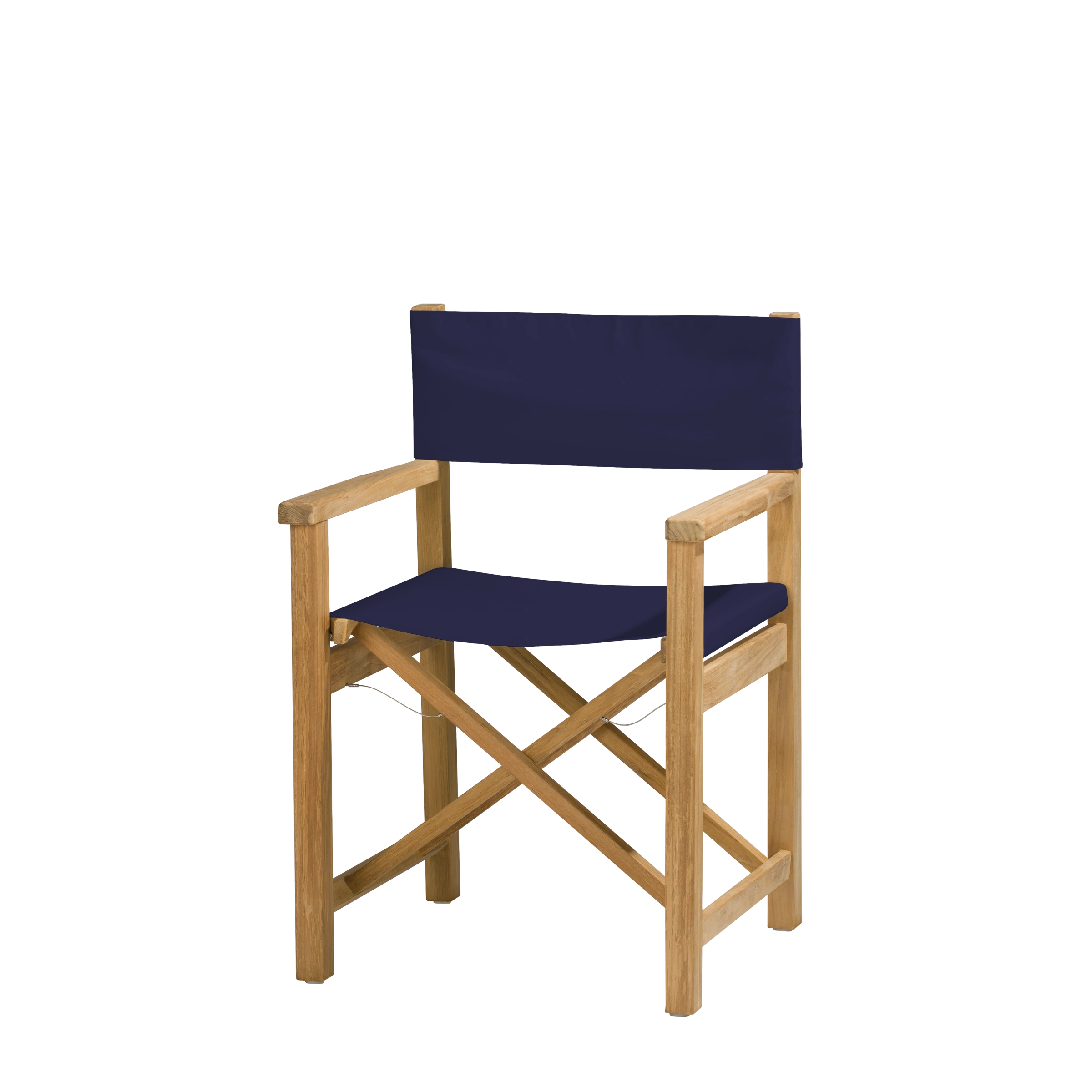 Regiestuhl Cabin aus Teakholz mit Bezug in marine, Seitenansicht #stofffarbe_Weishäupl Marine