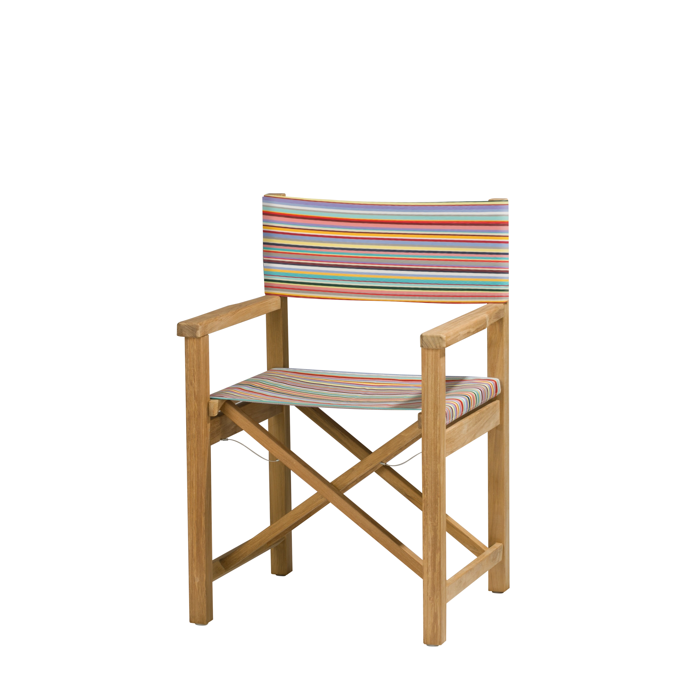 Regiestuhl Cabin aus Teakholz mit Bezug in multicolor mini, Seitenansicht
#stofffarbe_Weishäupl Multicolor Mini