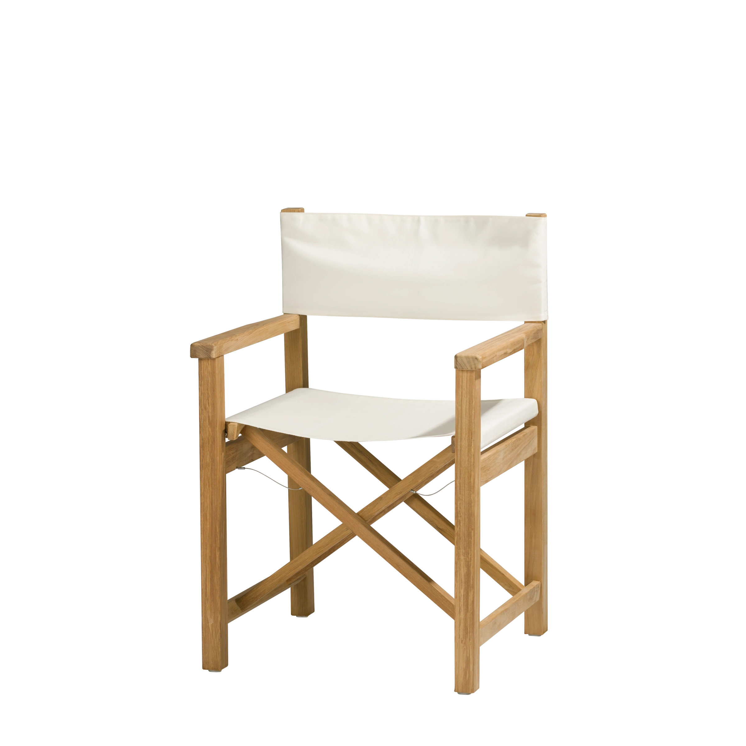 Regiestuhl Cabin aus Teakholz mit weißem Bezug, Seitenansicht #stofffarbe_Weishäupl White