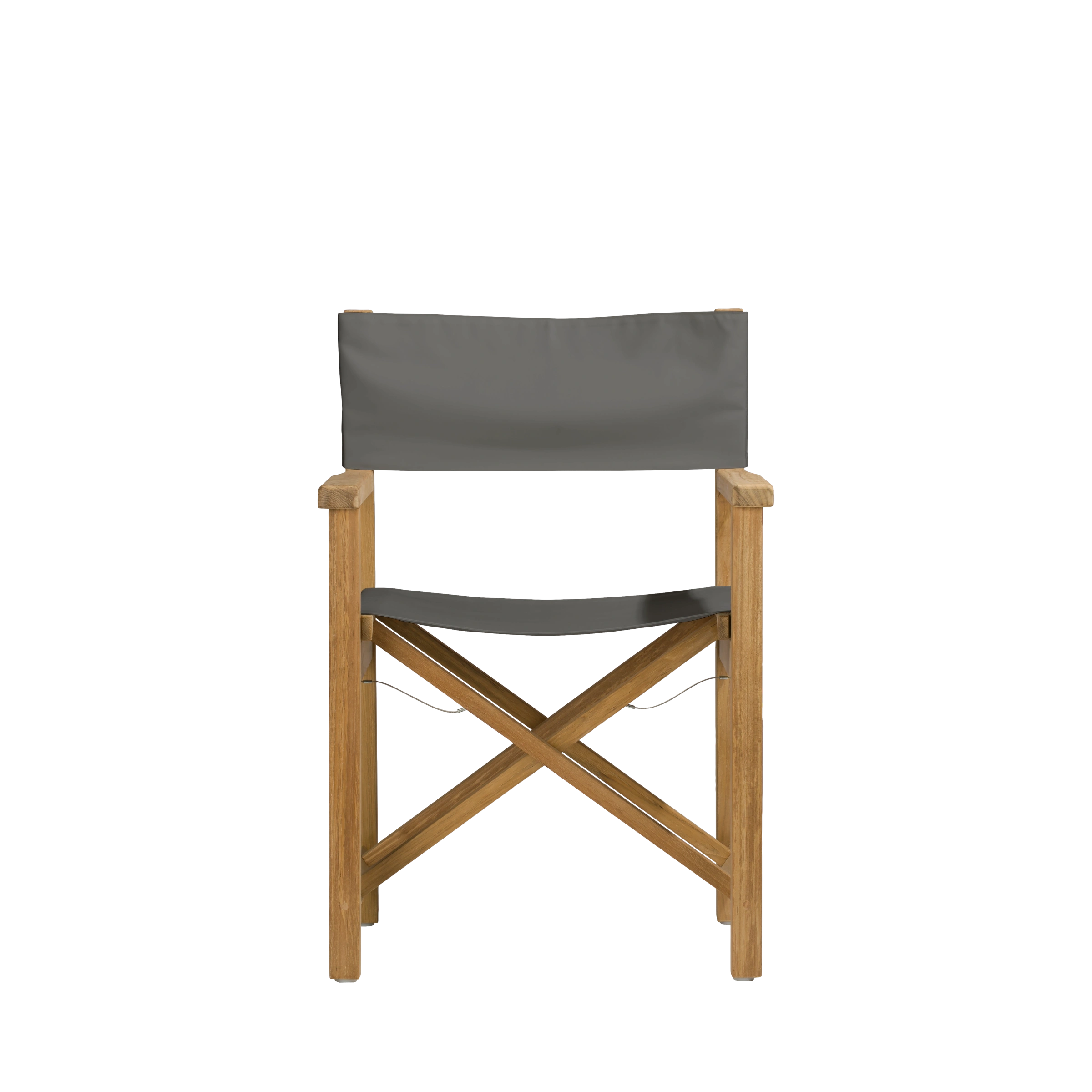 Regiestuhl Cabin aus Teakholz mit Bezug in graphite, Frontalansicht #stofffarbe_Weishäupl Graphite