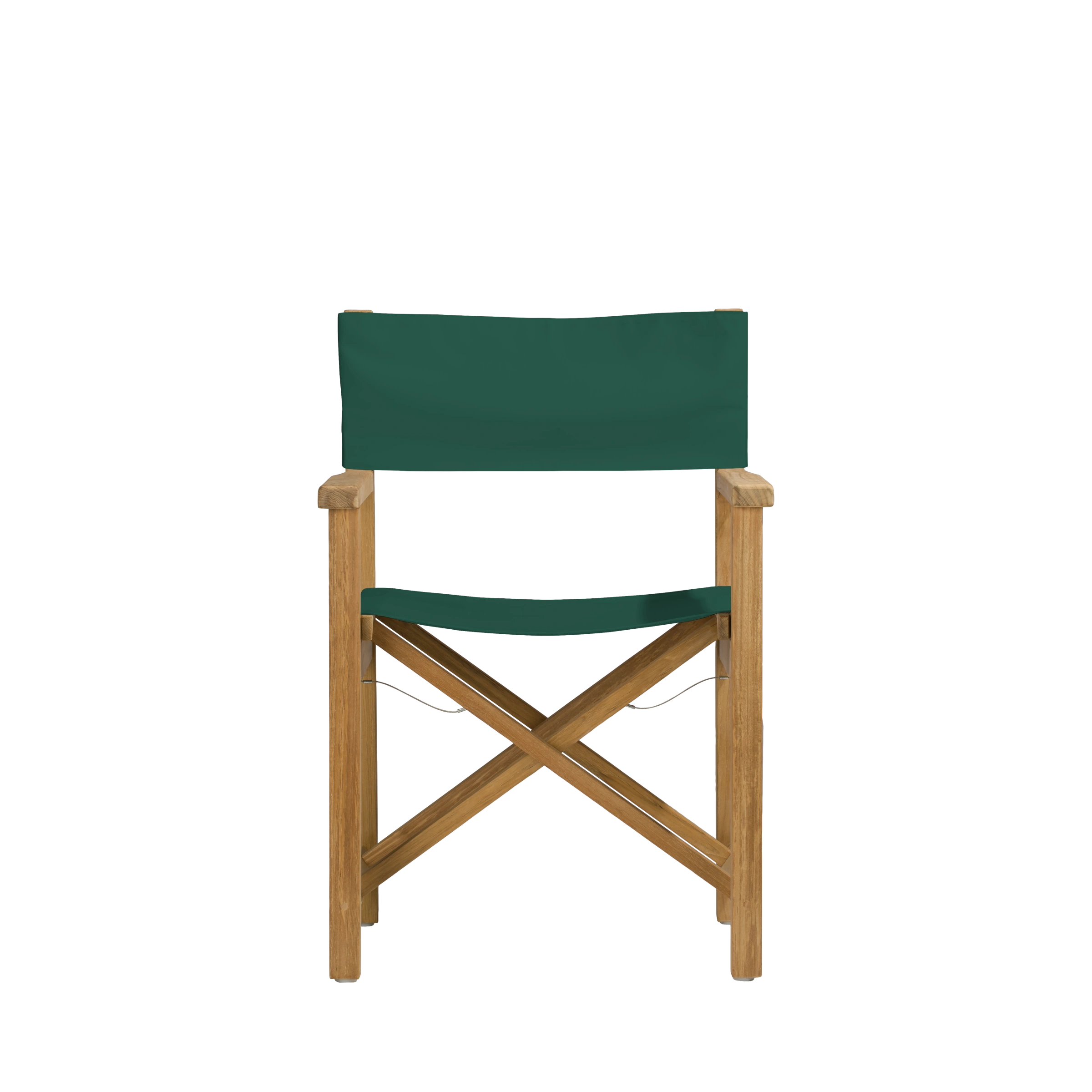 Regiestuhl Cabin aus Teakholz mit Bezug in tanne, Frontalansicht #stofffarbe_Weishäupl Tanne