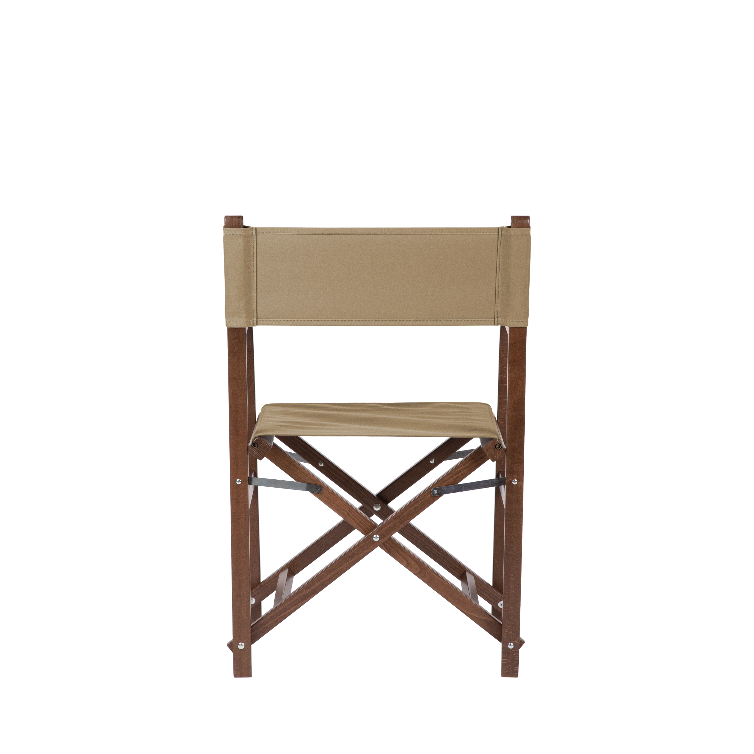 Regiestuhl George aus braunem Buchenholz mit Bezug in grau-beige, Rückansicht
#Classic | Set (Farbe)_grau-beige