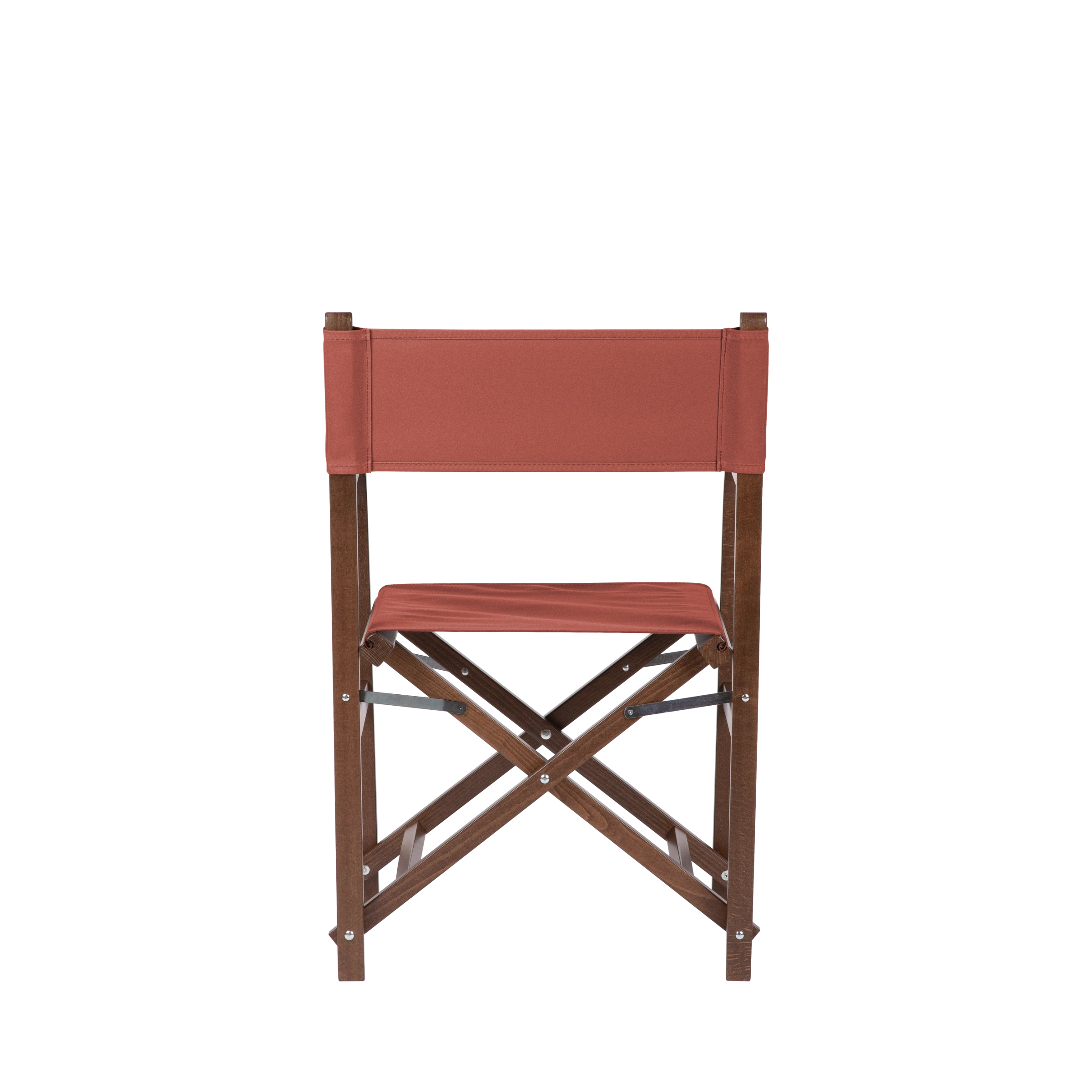 Regiestuhl George aus braunem Buchenholz mit Bezug in terracotta, Rückansicht
#Classic | Set (Farbe)_terracotta