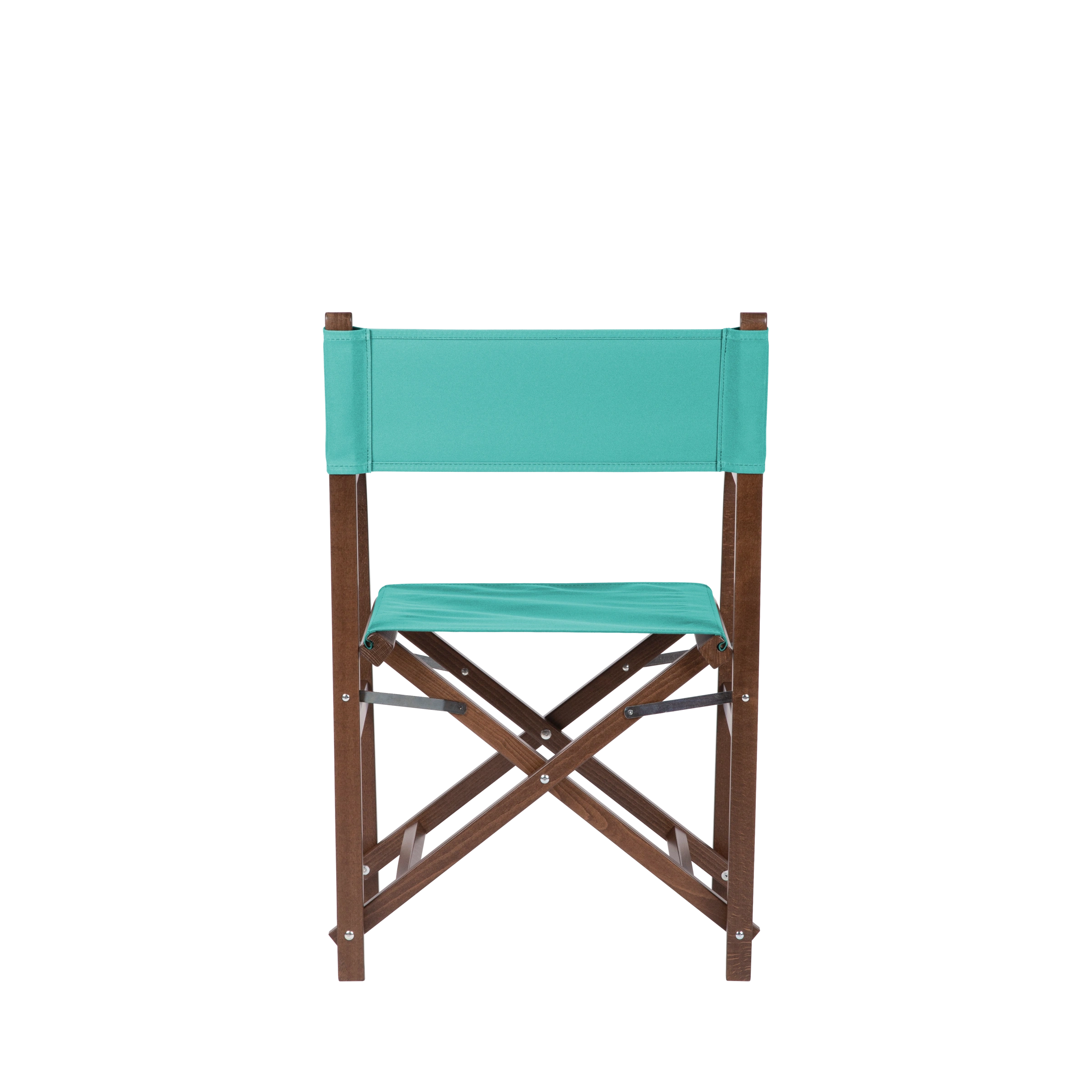 Regiestuhl George aus braunem Buchenholz mit türkisem Bezug, Rückansicht
#Classic | Set (Farbe)_türkis