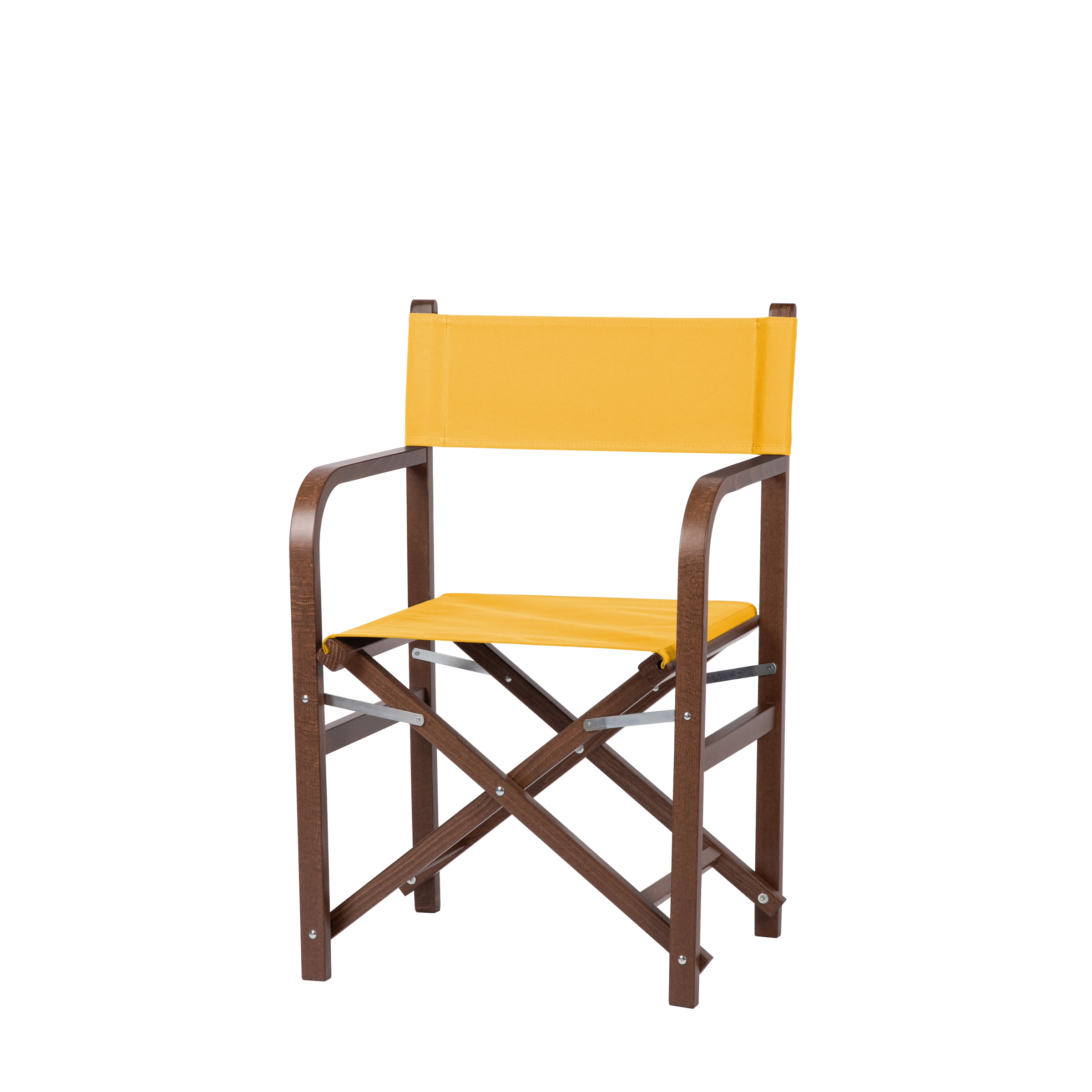 Regiestuhl George aus braunem Buchenholz mit gelbem Bezug, Seitenansicht
#Classic | Set (Farbe)_gelb