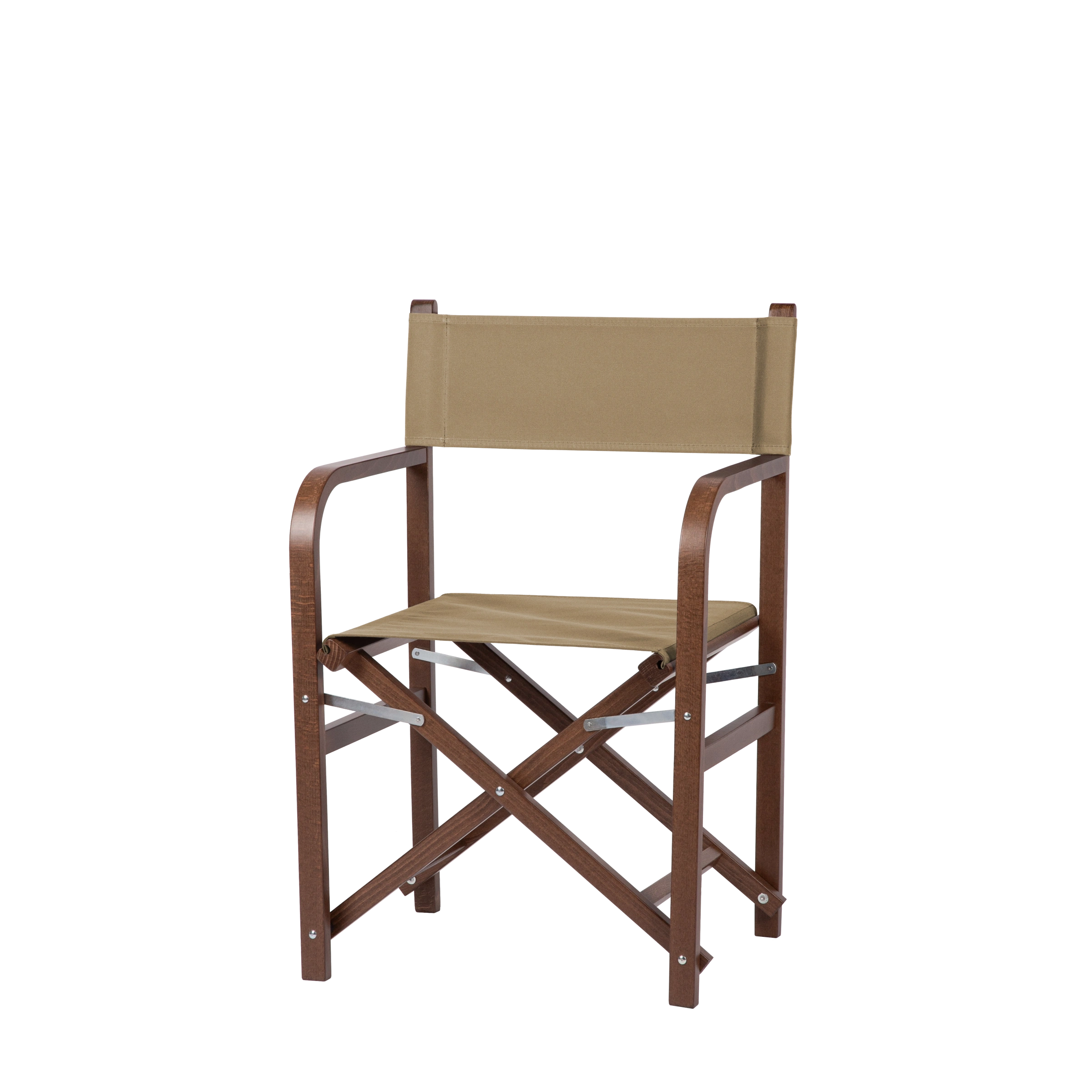 Regiestuhl George aus braunem Buchenholz mit Bezug in grau-beige, Seitenansicht
#Classic | Set (Farbe)_grau-beige