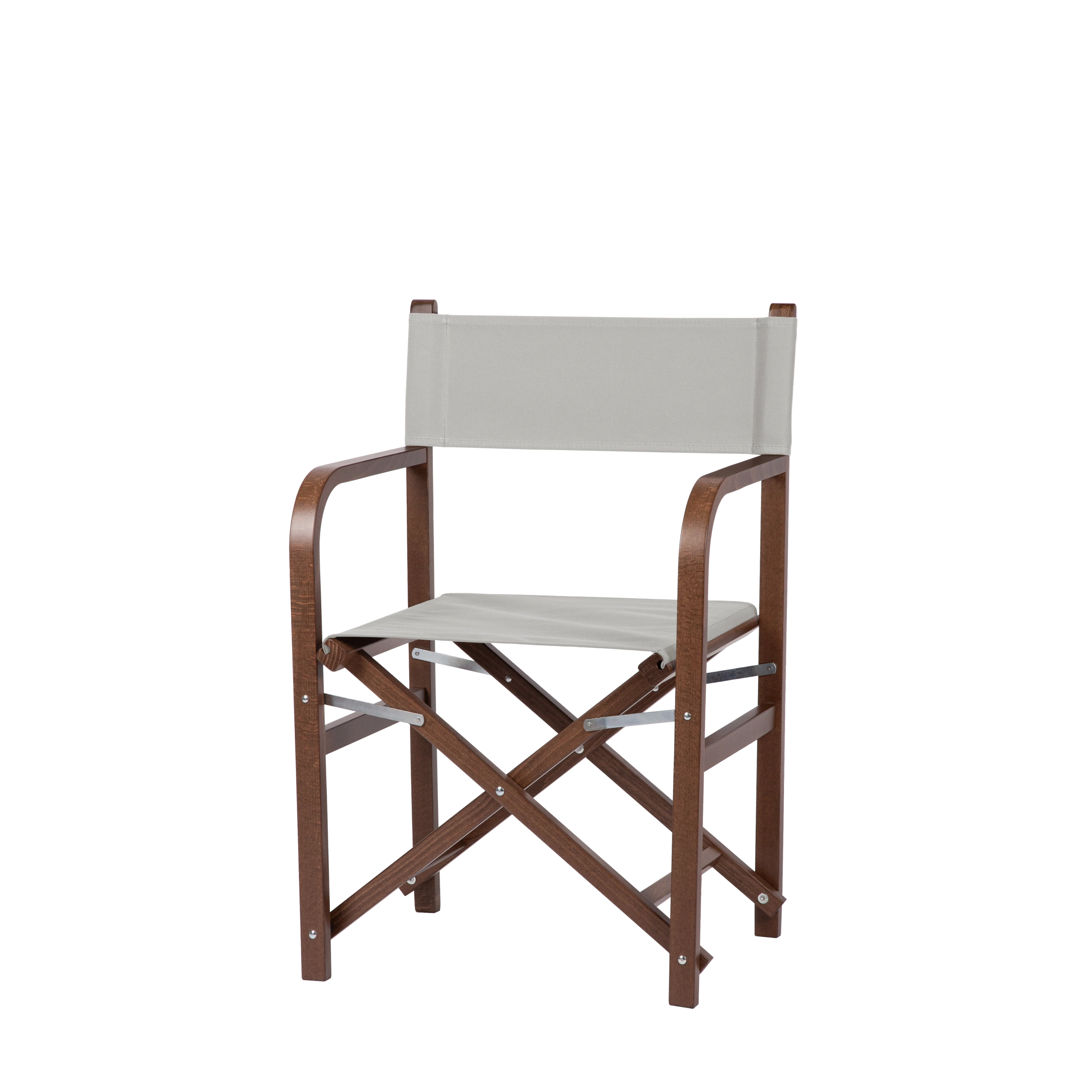 Regiestuhl George aus braunem Buchenholz mit hellgrauem Bezug, Seitenansicht
#Classic | Set (Farbe)_hellgrau