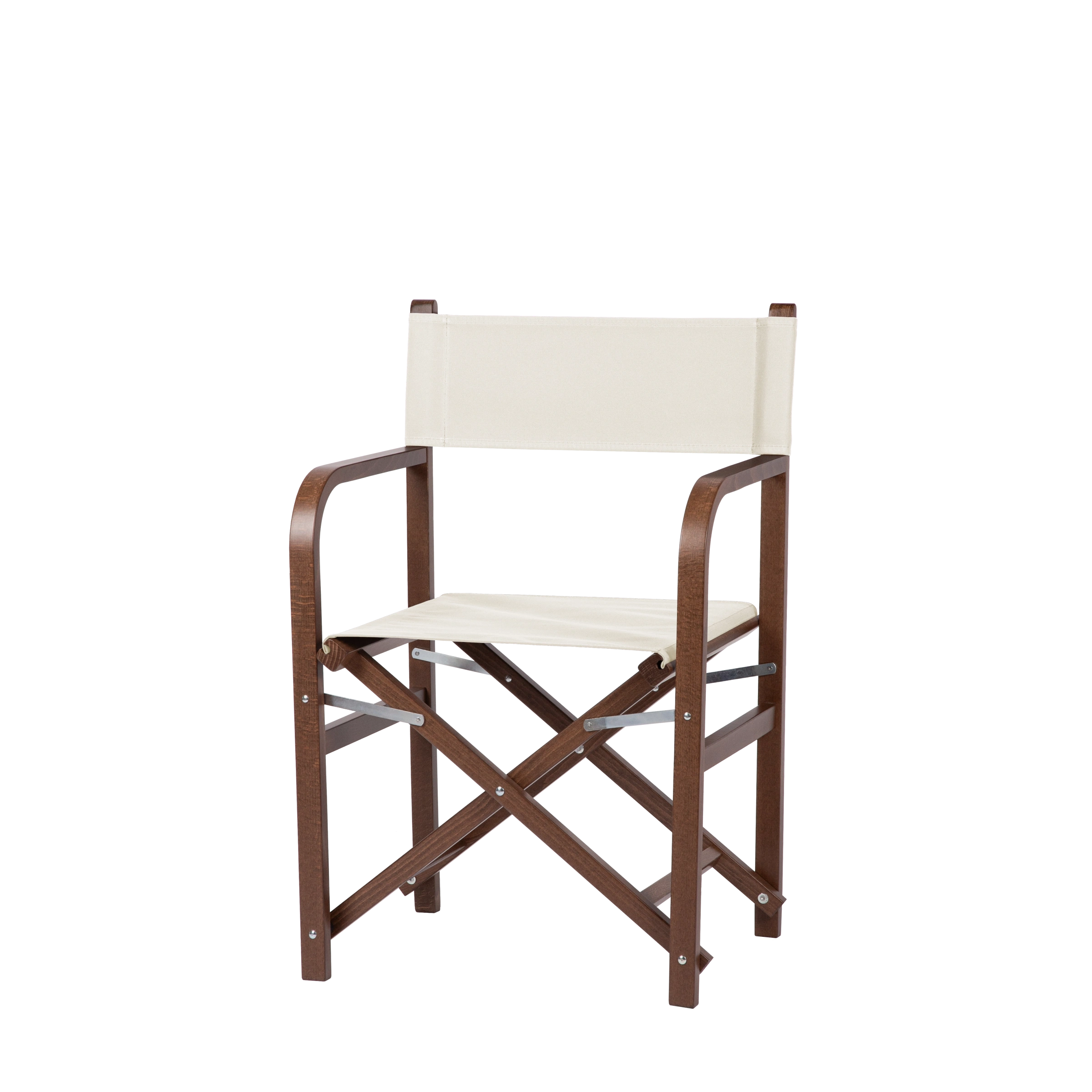 Regiestuhl George aus braunem Buchenholz mit weißem Bezug, Seitenansicht
#Classic | Set (Farbe)_weiß