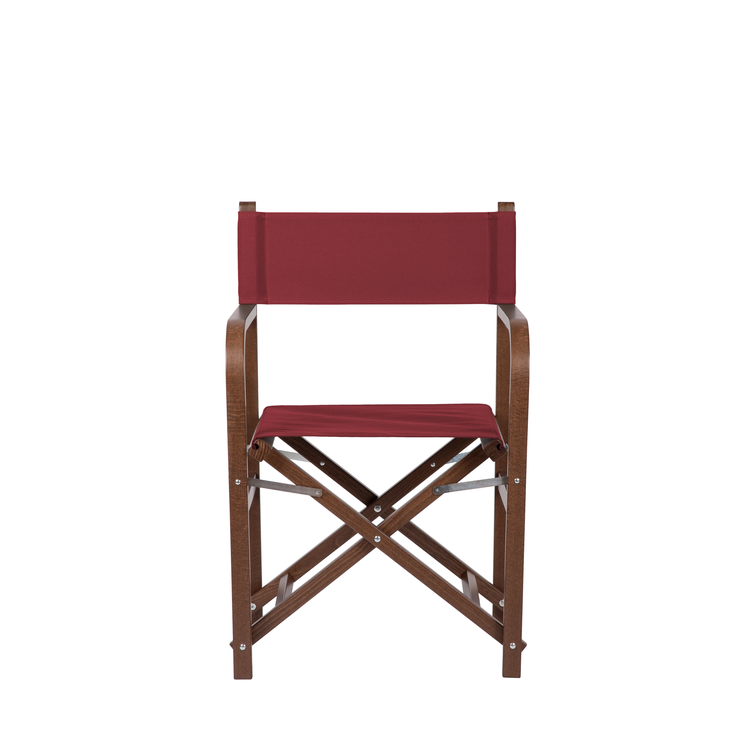 Regiestuhl George aus braunem Buchenholz mit Bezug in bordeaux, Frontalansicht
#Classic | Set (Farbe)_bordeaux