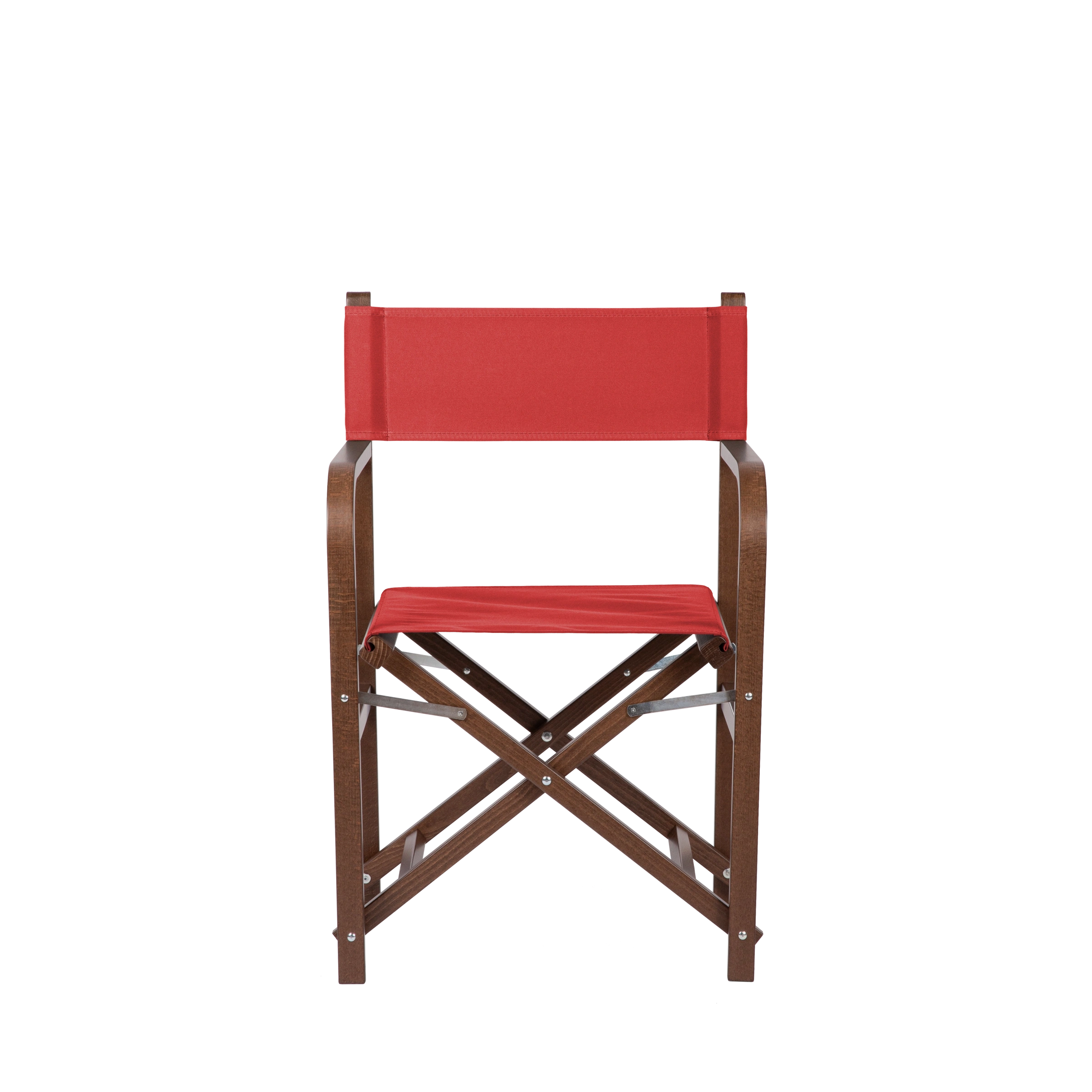 Regiestuhl George aus braunem Buchenholz mit Bezug in rivarot, Frontalansicht
#Classic | Set (Farbe)_rivarot