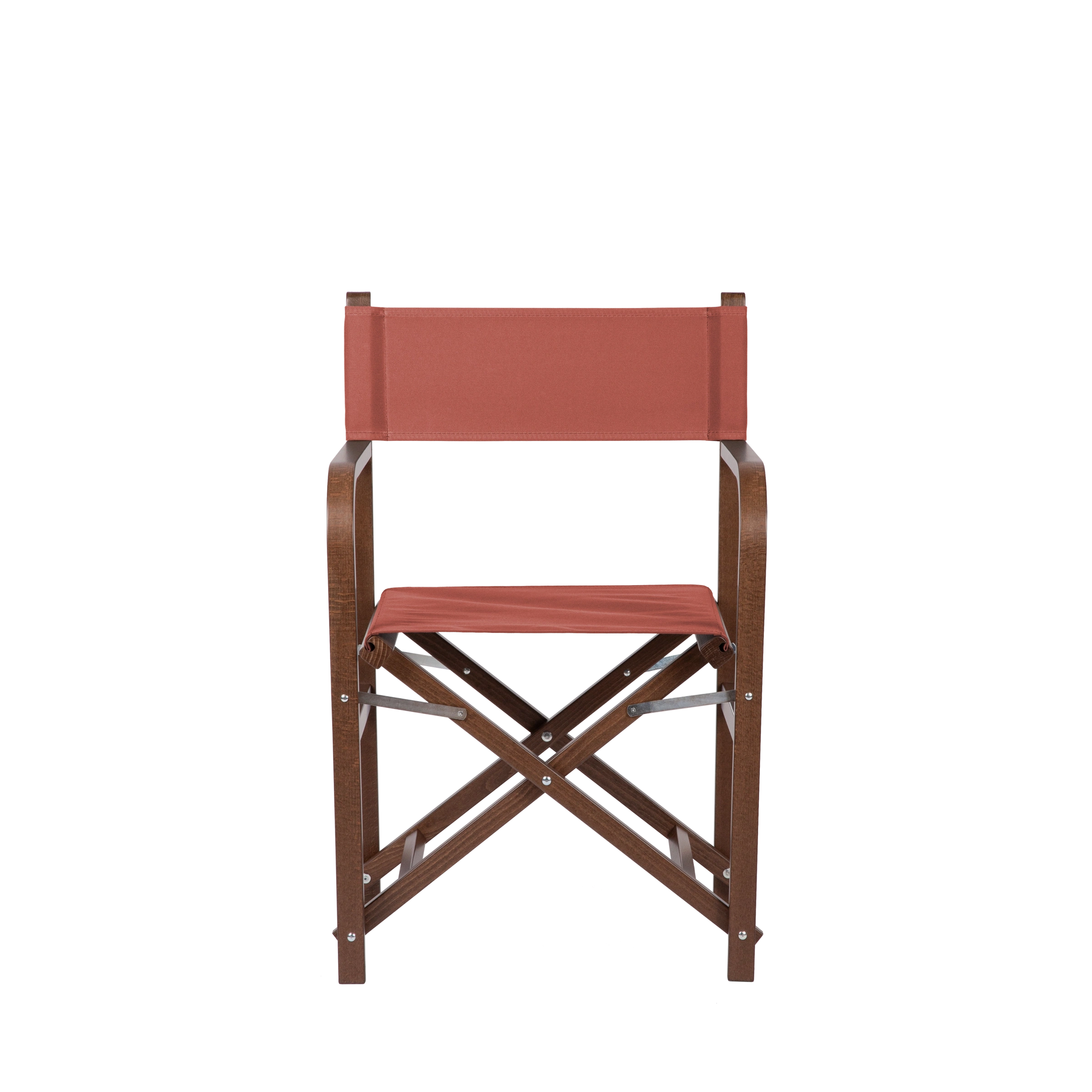 Regiestuhl George aus braunem Buchenholz mit Bezug in terracotta, Frontalansicht
#Classic | Set (Farbe)_terracotta