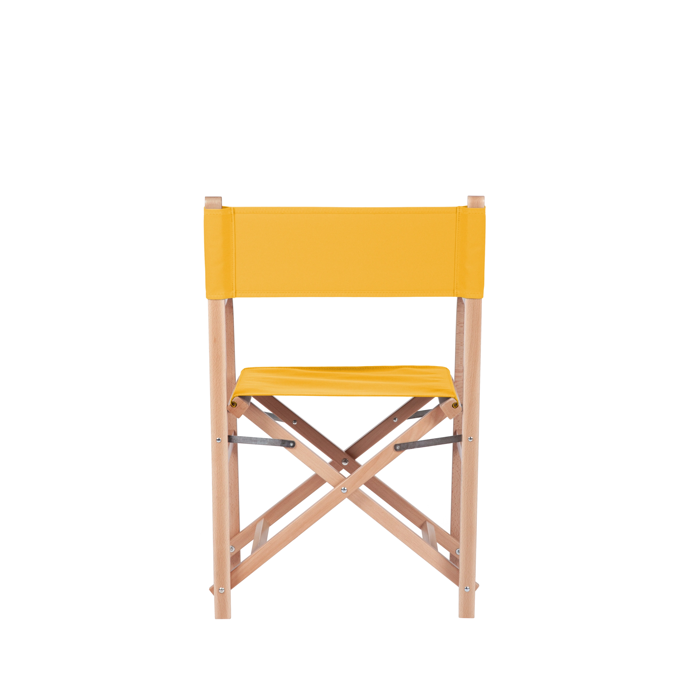 Regiestuhl George aus naturfarbenem Buchenholz mit gelbem Bezug, Rückansicht
#Classic | Set (Farbe)_gelb