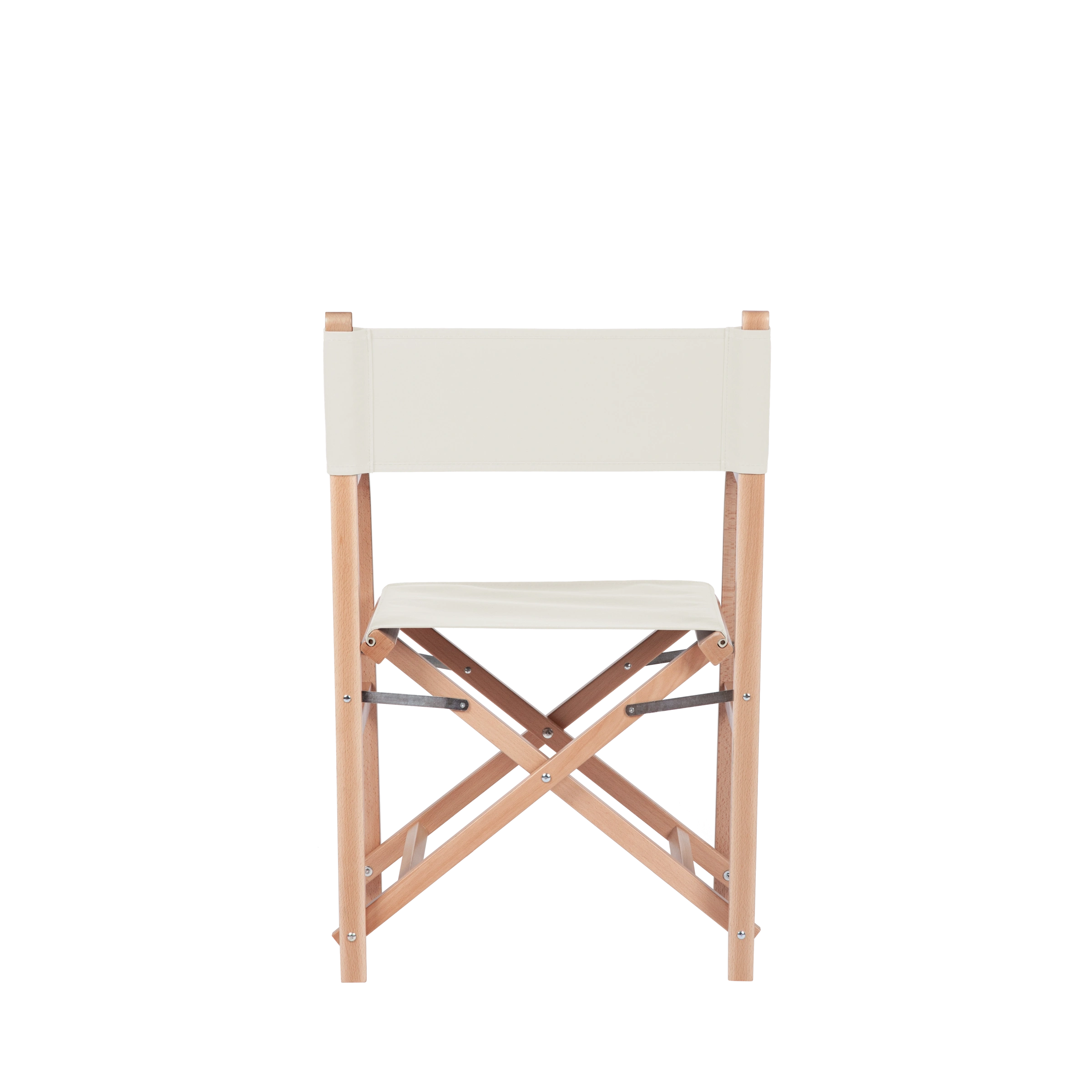 Regiestuhl George aus naturfarbenem Buchenholz mit weißem Bezug, Rückansicht
#Classic | Set (Farbe)_weiß