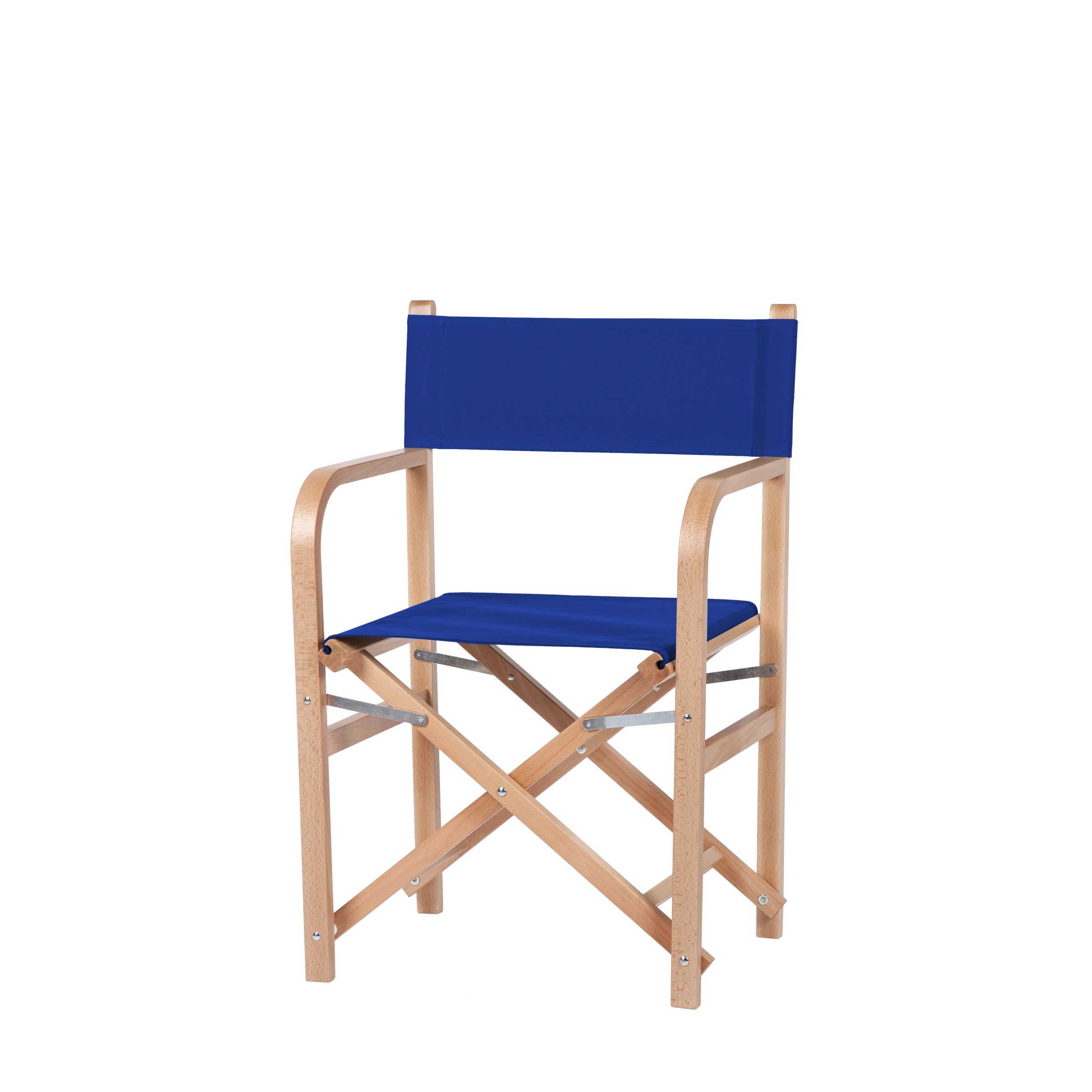 Regiestuhl George aus naturfarbenem Buchenholz mit dunkelblauem Bezug, Seitenansicht
#Classic | Set (Farbe)_dunkelblau