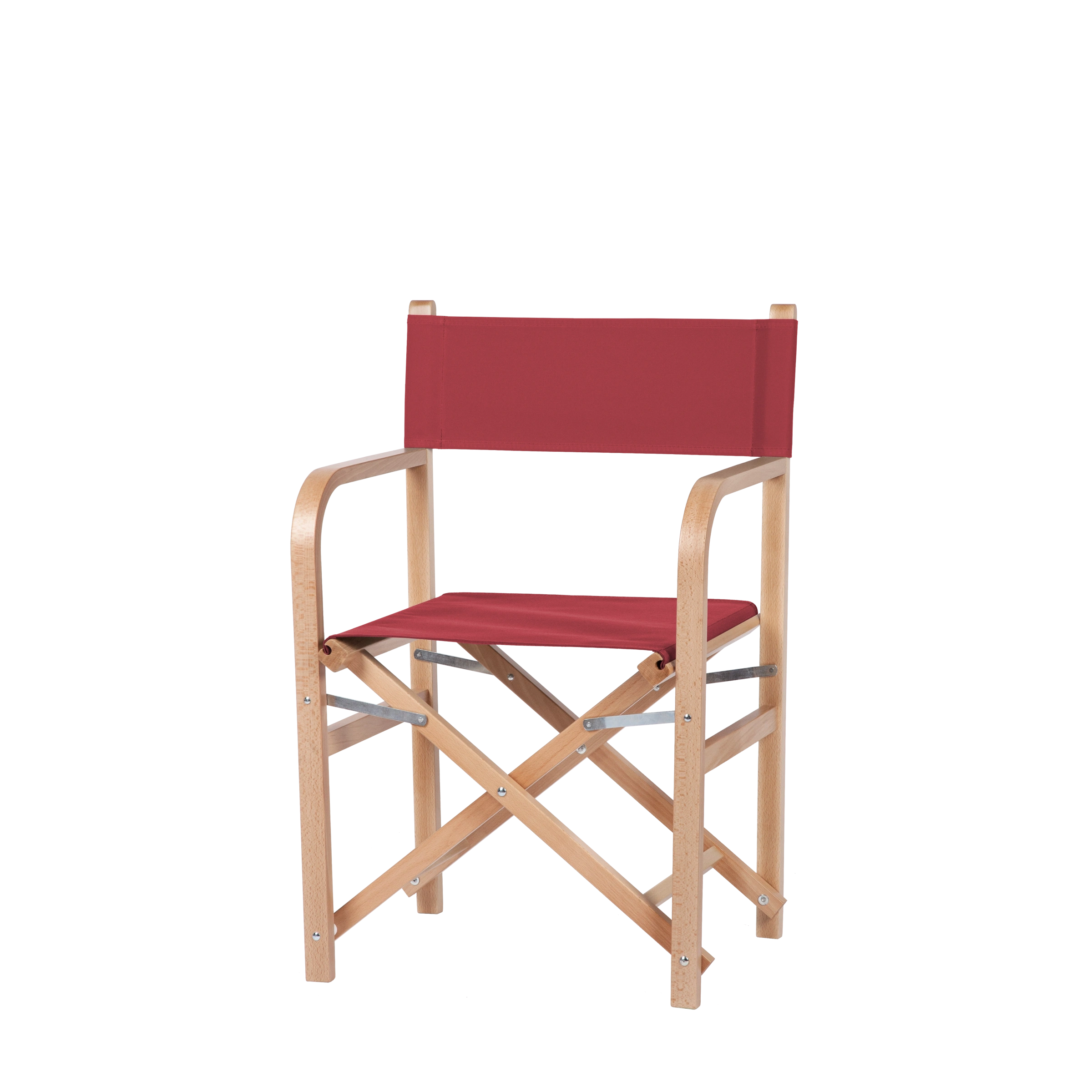 Regiestuhl George aus naturfarbenem Buchenholz mit rotem Bezug, Seitenansicht
#Classic | Set (Farbe)_rot