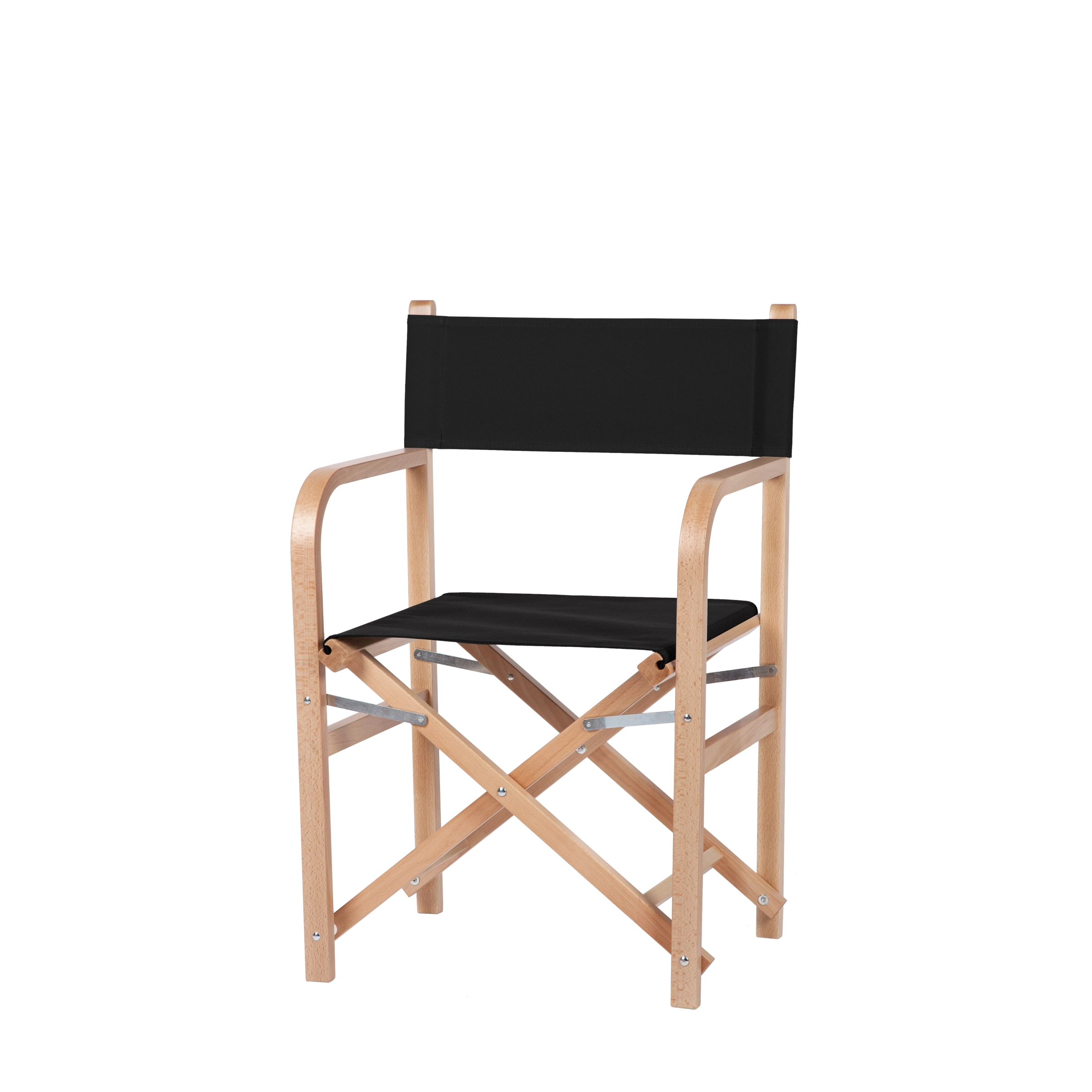 Regiestuhl George aus naturfarbenem Buchenholz mit schwarzem Bezug, Seitenansicht
#Classic | Set (Farbe)_schwarz