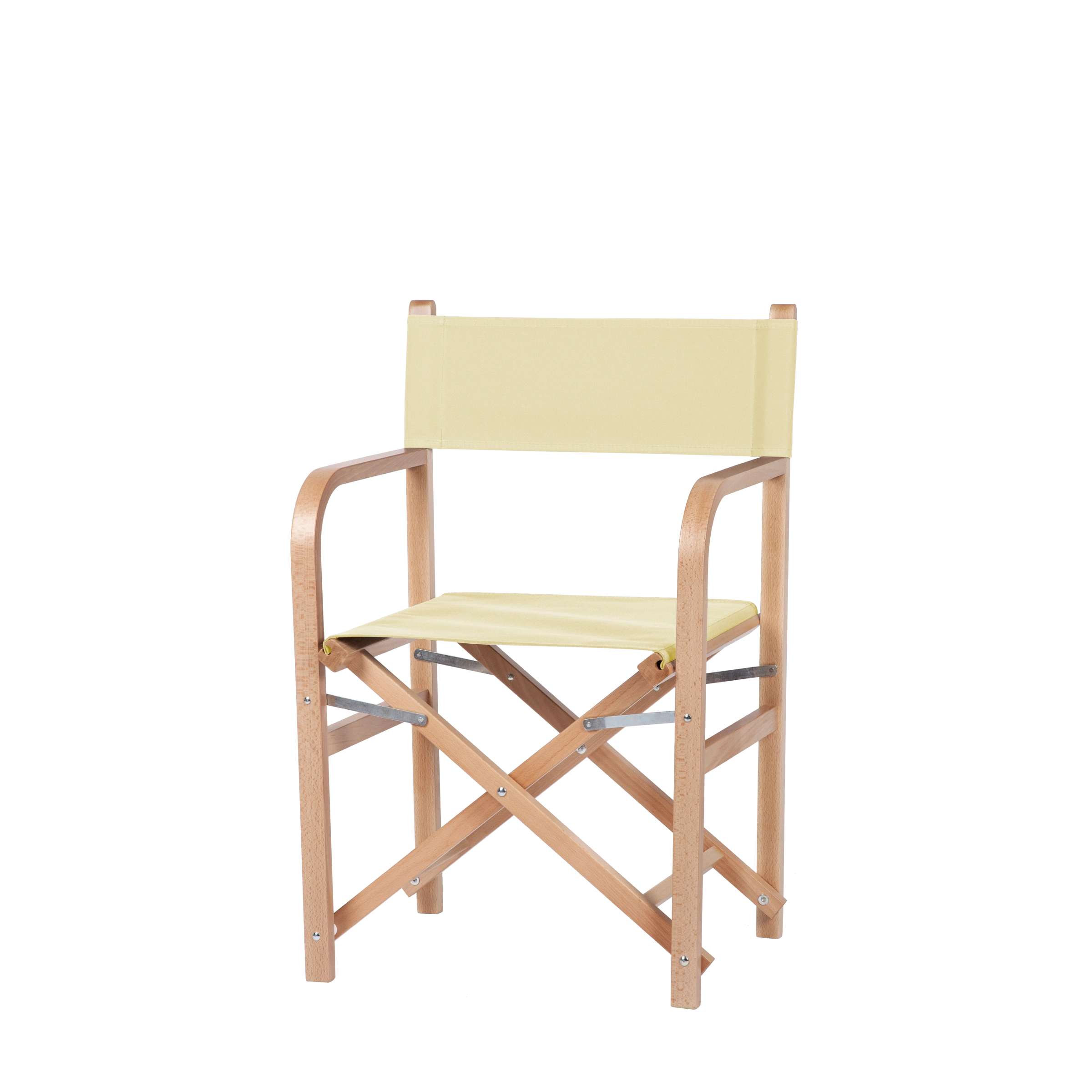 Regiestuhl George aus naturfarbenem Buchenholz mit Bezug in vanille, Seitenansicht
#Classic | Set (Farbe)_vanille