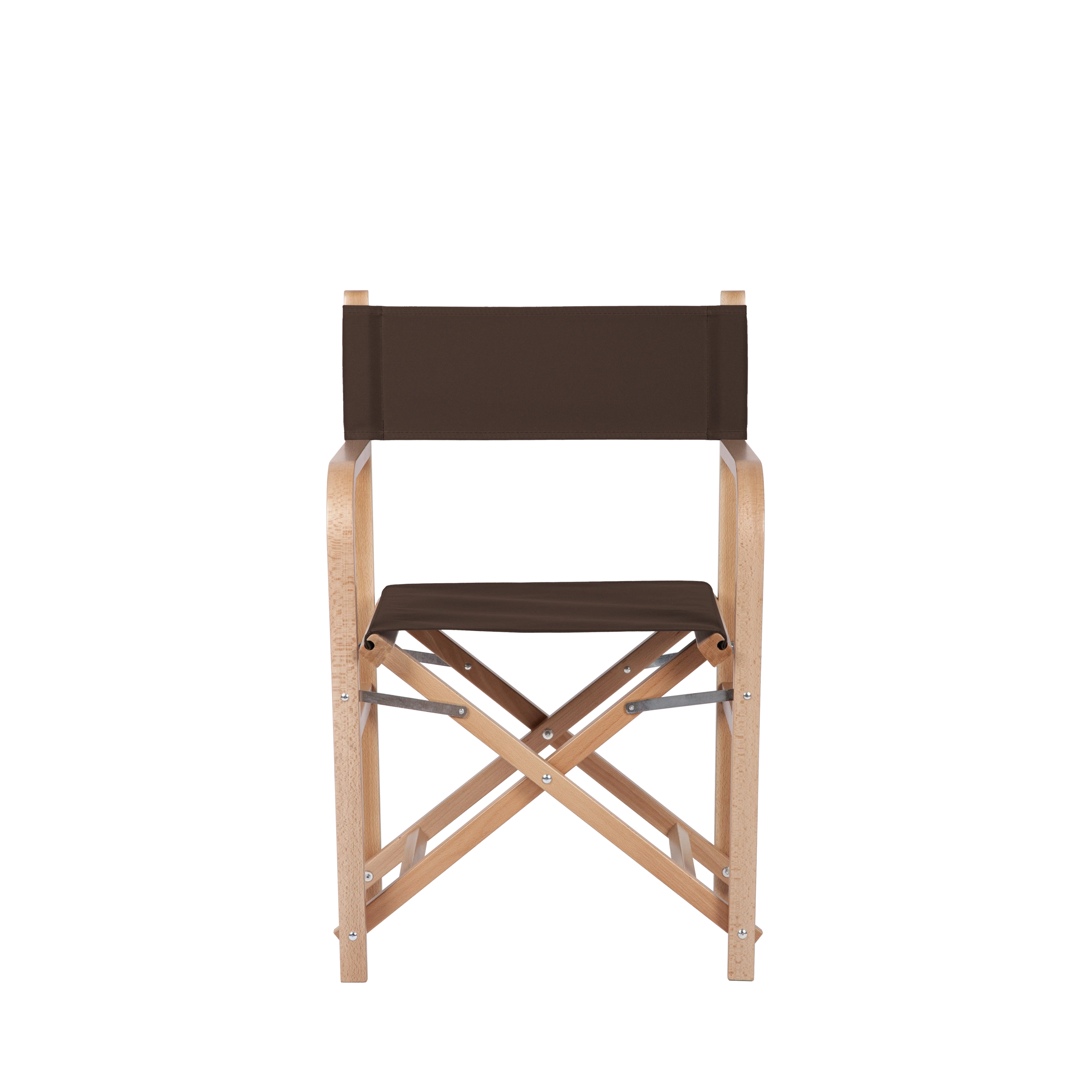 Regiestuhl George aus naturfarbenem Buchenholz mit Bezug in caffé, Frontalansicht
#Classic | Set (Farbe)_caffé