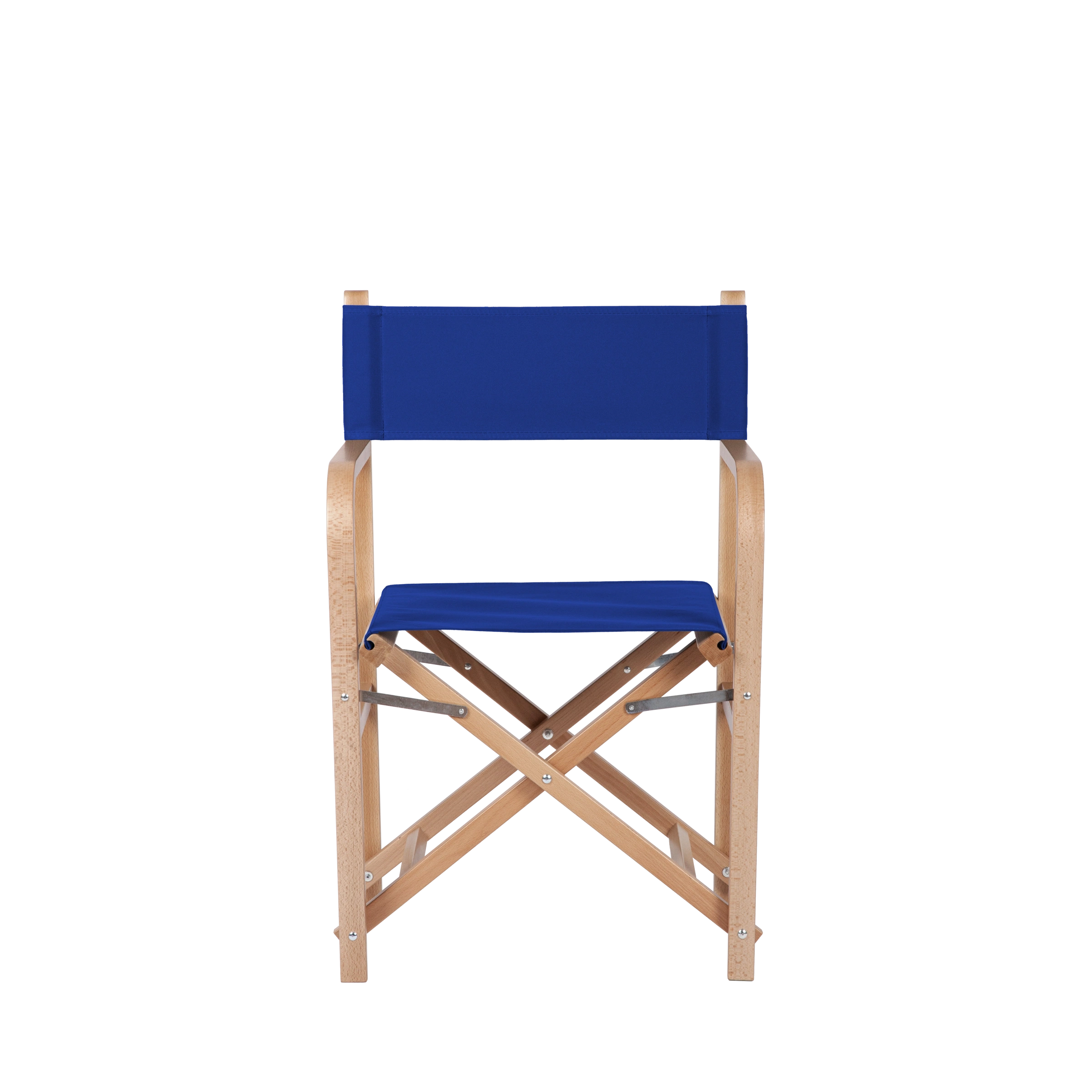 Regiestuhl George aus naturfarbenem Buchenholz mit dunkelblauem Bezug, Frontalansicht
#Classic | Set (Farbe)_dunkelblau